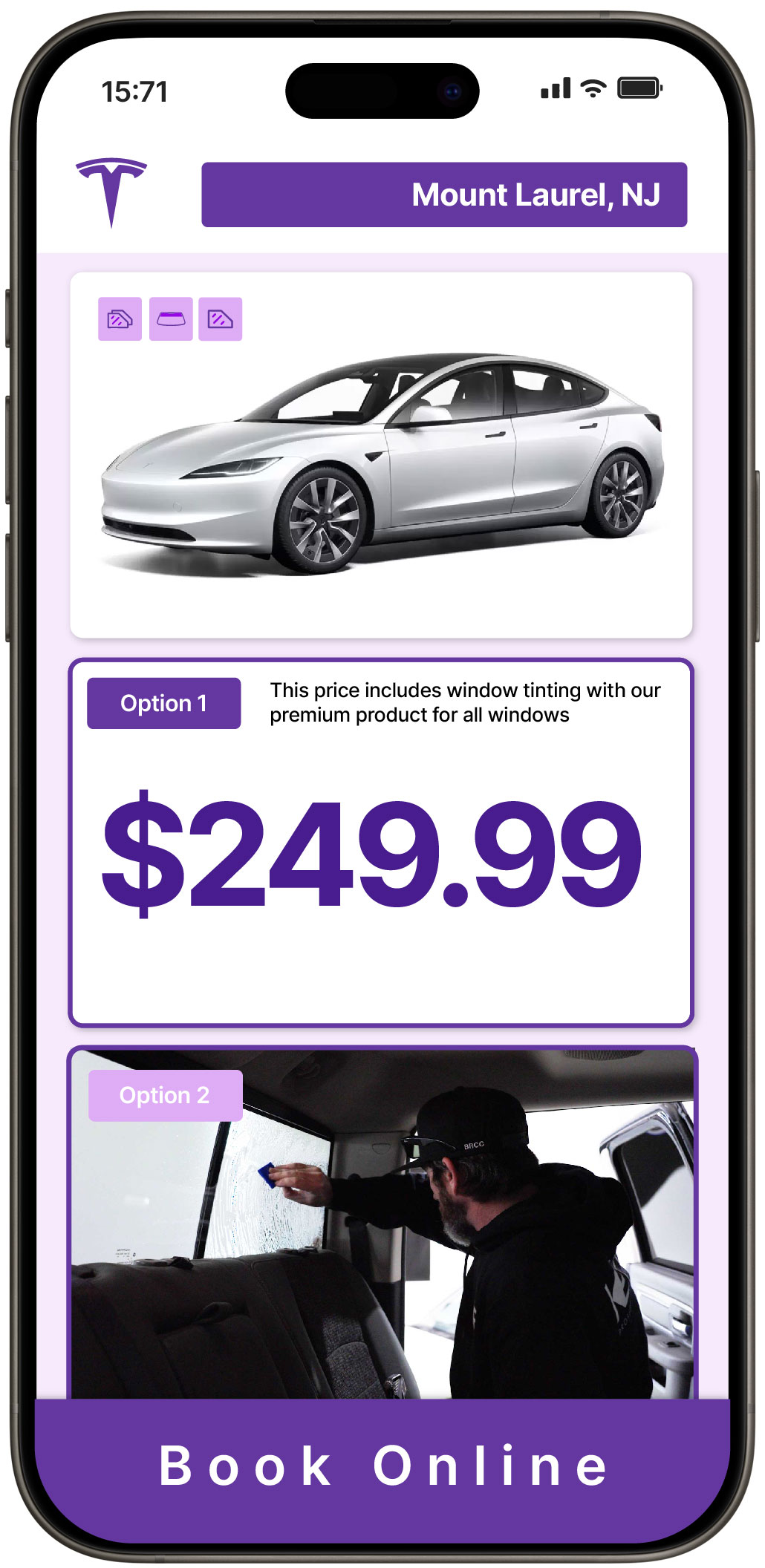 View Competitive Tesla Window Tinting Costs in Mount Laurel, New Jersey