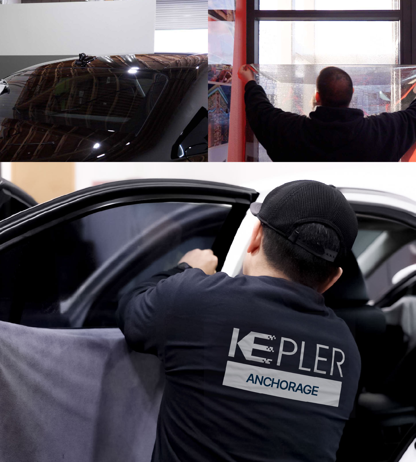 Automotive Window Tinting Expert Applying Film in Anchorage, Alaska