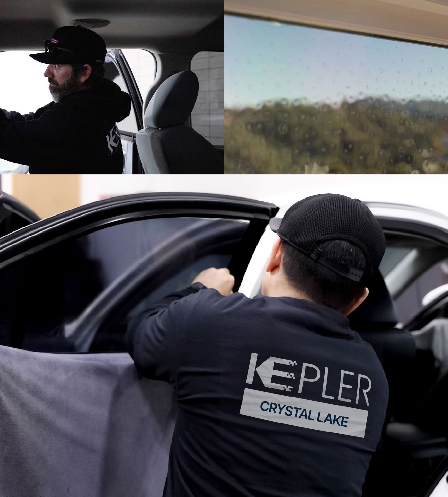 Automotive Window Tinting Expert Applying Film in Crystal Lake, Illinois