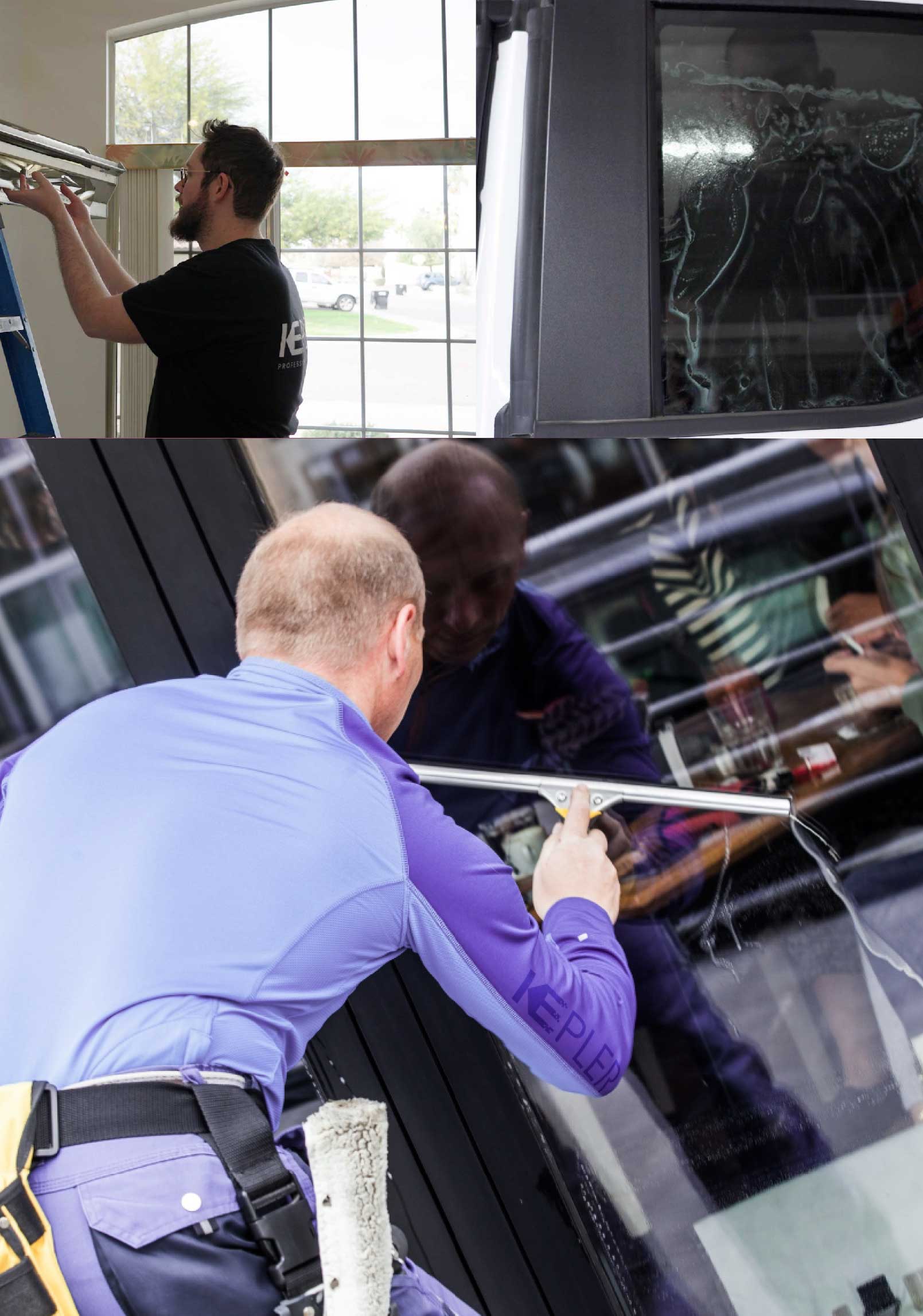 Kepler Expert Applying Anti-Graffiti Window Film to a Keller Shop Front