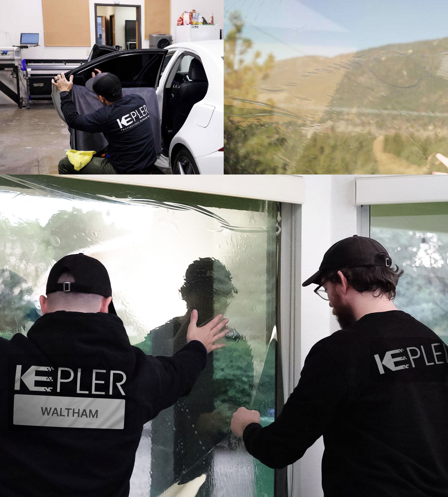 Expert Technician Installing Advanced Window Tint to Home in Waltham