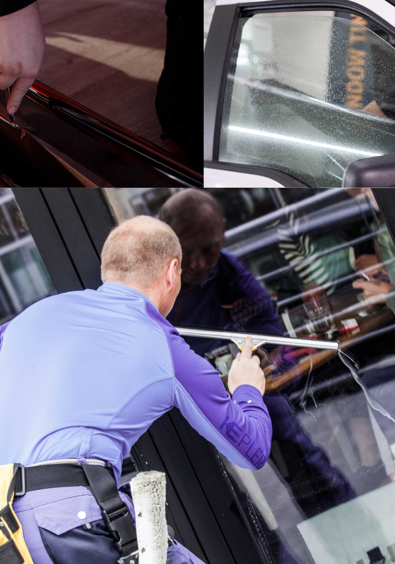 Kepler Skilled Applying Anti-Graffiti Window Film to a Millburn Shop Front