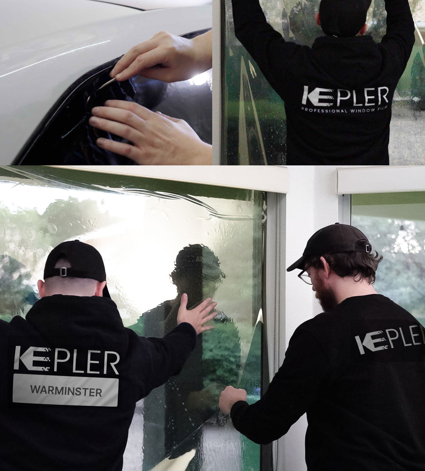 Expert Technician Fitting Ceramic Window Tint to Home in Warminster
