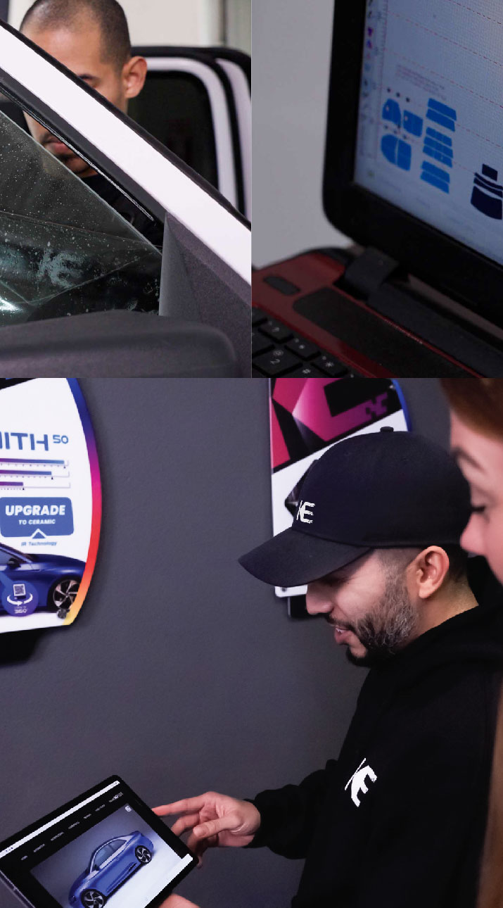 Kepler Dealer Showing Car Window Film Options to Customer in Lubbock, Texas