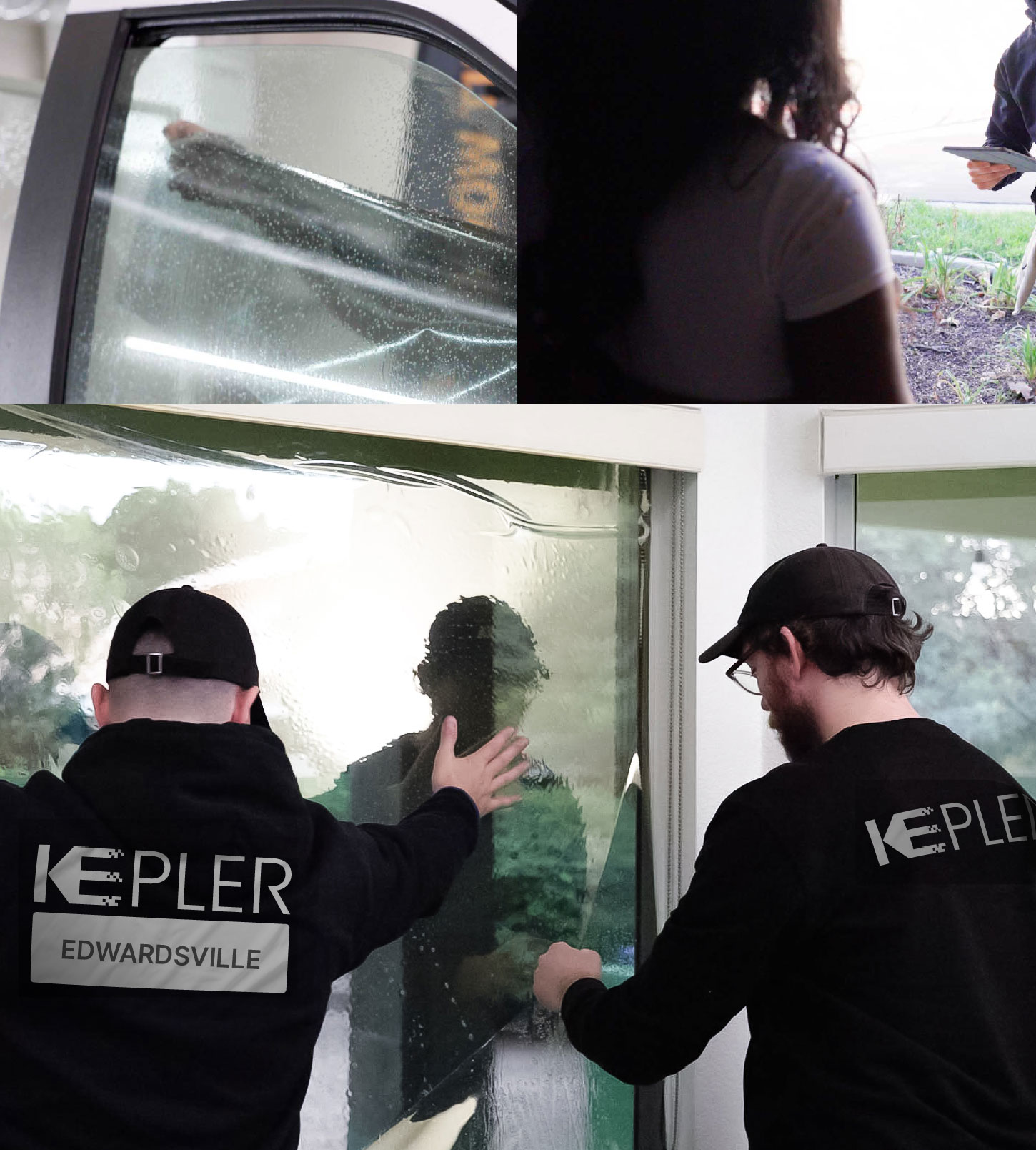 Expert Technician Applying High-tech Window Tint to Home in Edwardsville