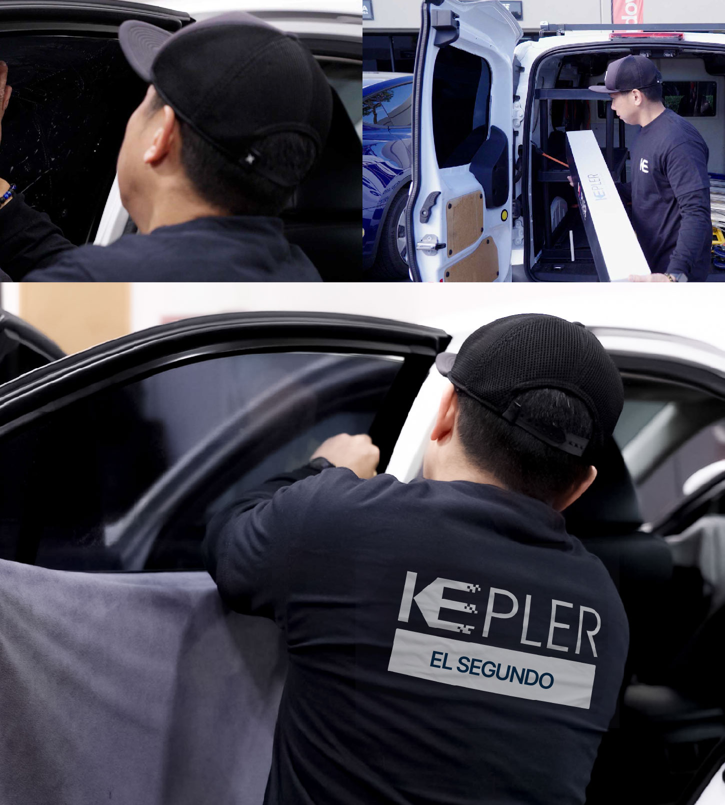 Automotive Window Tinting Expert Applying Film in El Segundo, California