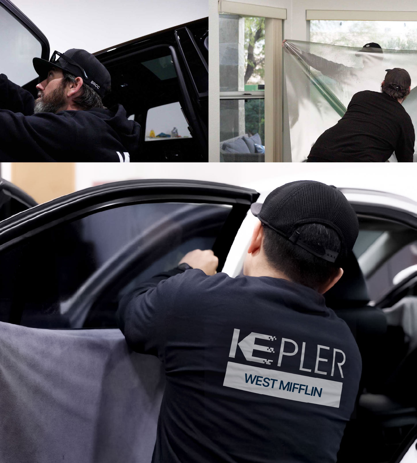 Automotive Window Tinting Expert Applying Film in West Mifflin, Pennsylvania