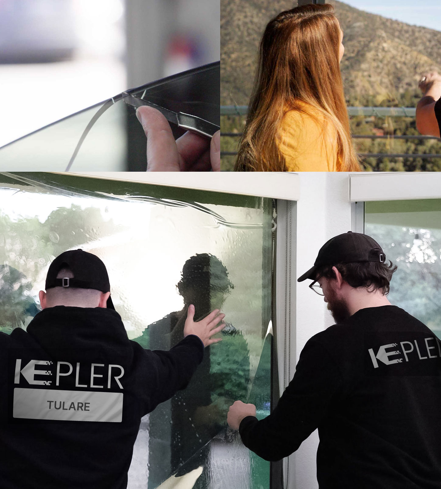 Kepler Technician Fitting Ceramic Window Tint to Home in Tulare