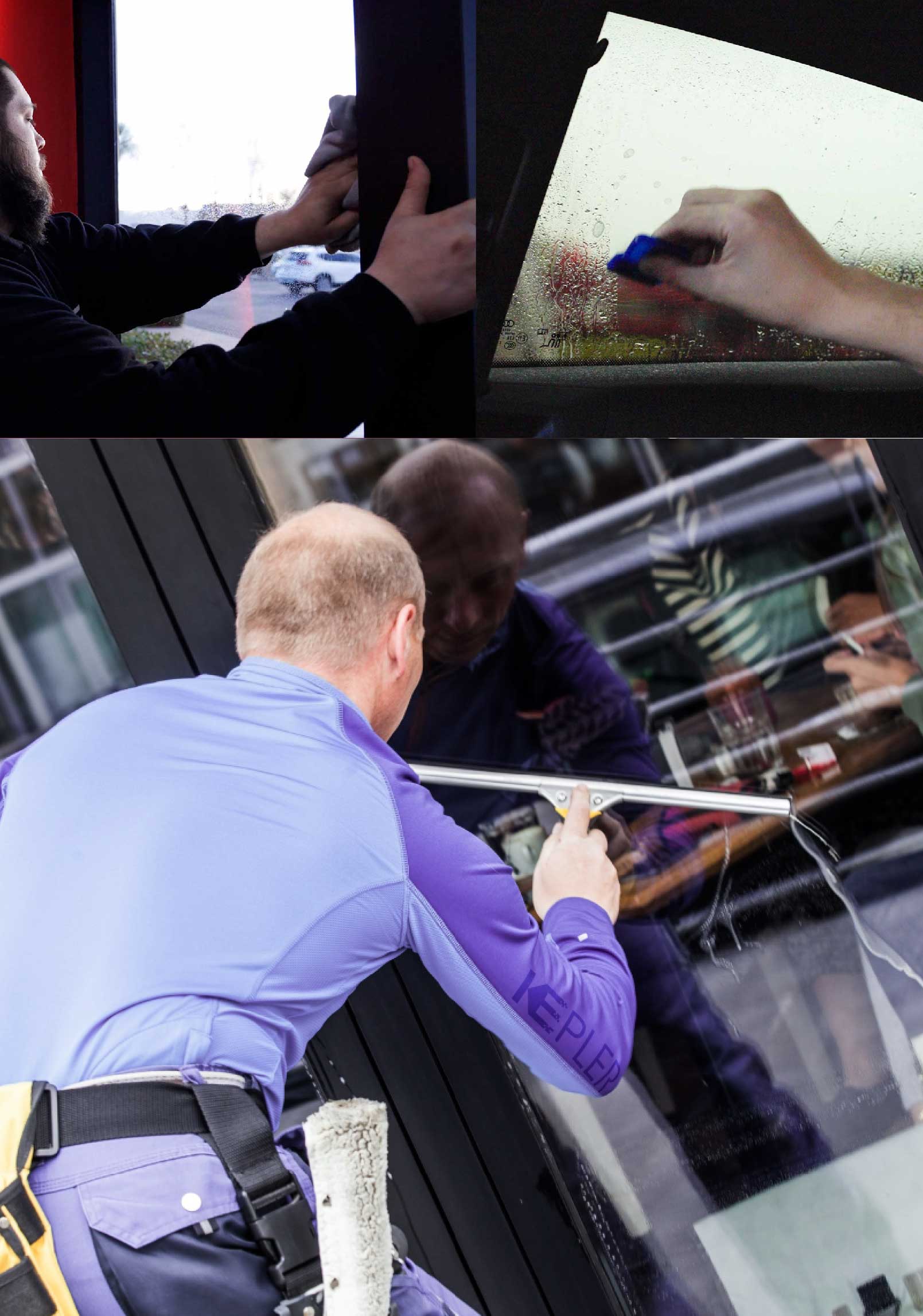 Kepler Skilled Applying Anti-Graffiti Window Film to a Saginaw Shop Front