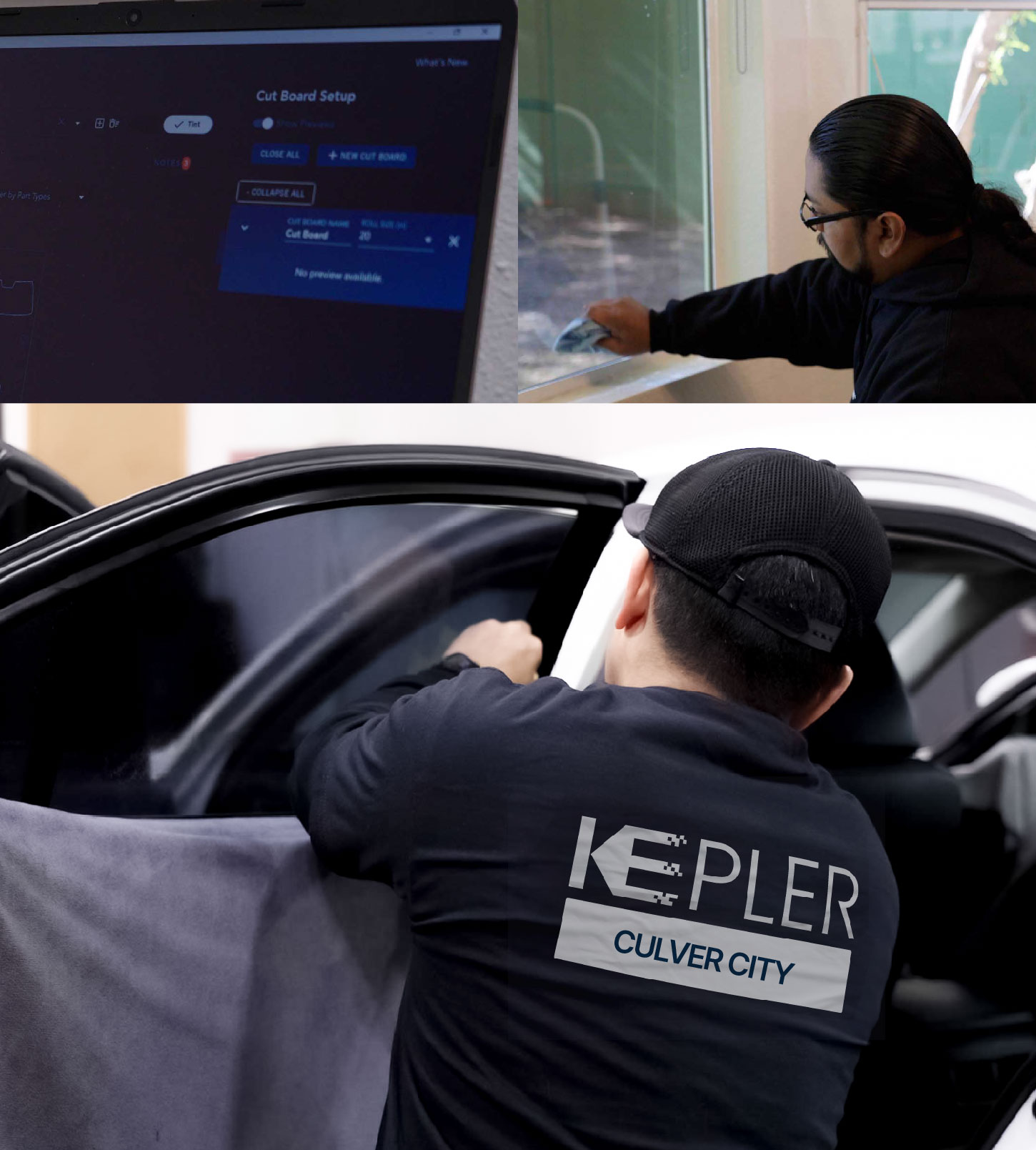 Automotive Window Tinting Expert Applying Film in Culver City, California