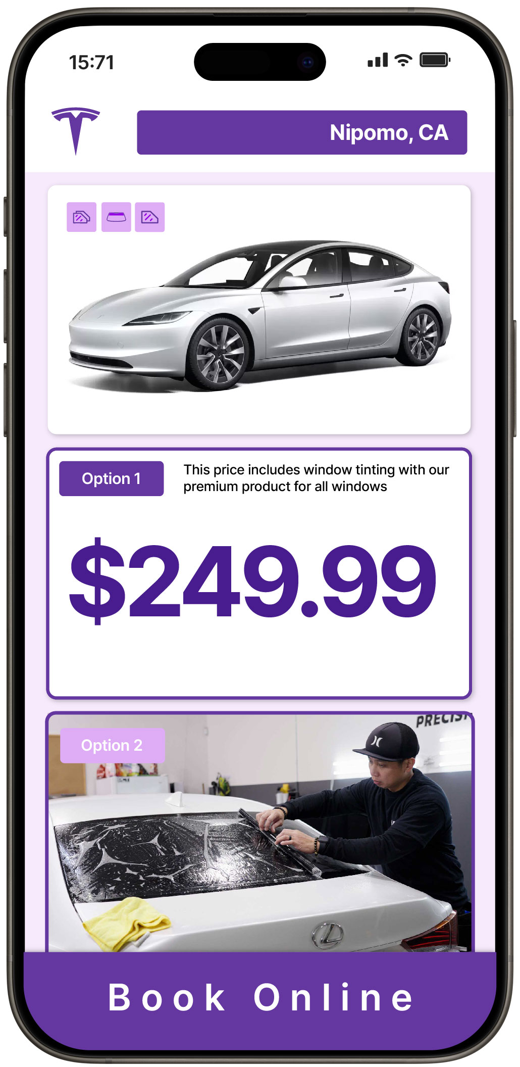 View Competitive Tesla Window Tinting Prices in Nipomo, California