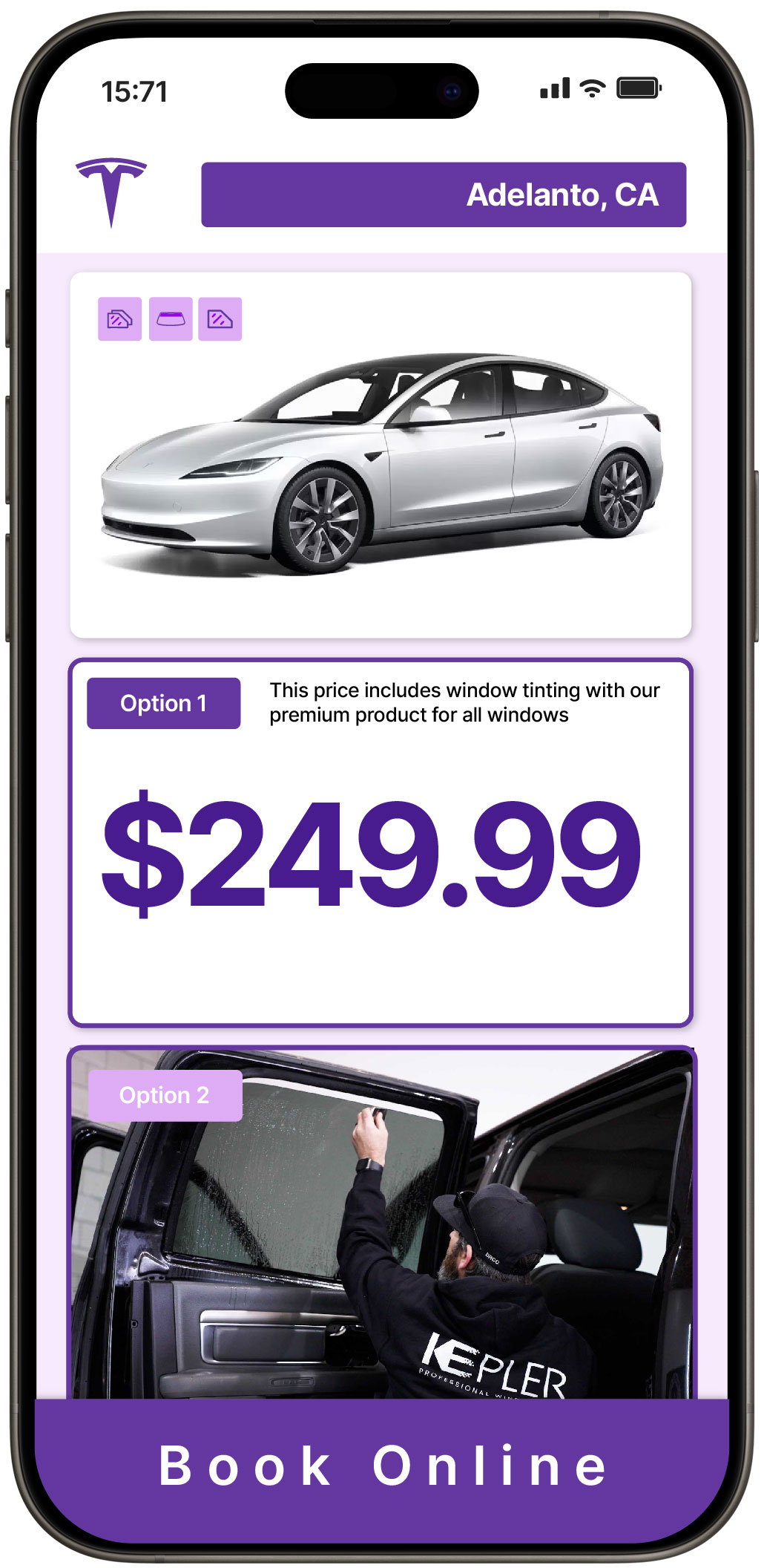 View Reasonable Tesla Window Tinting Costs in Adelanto, California