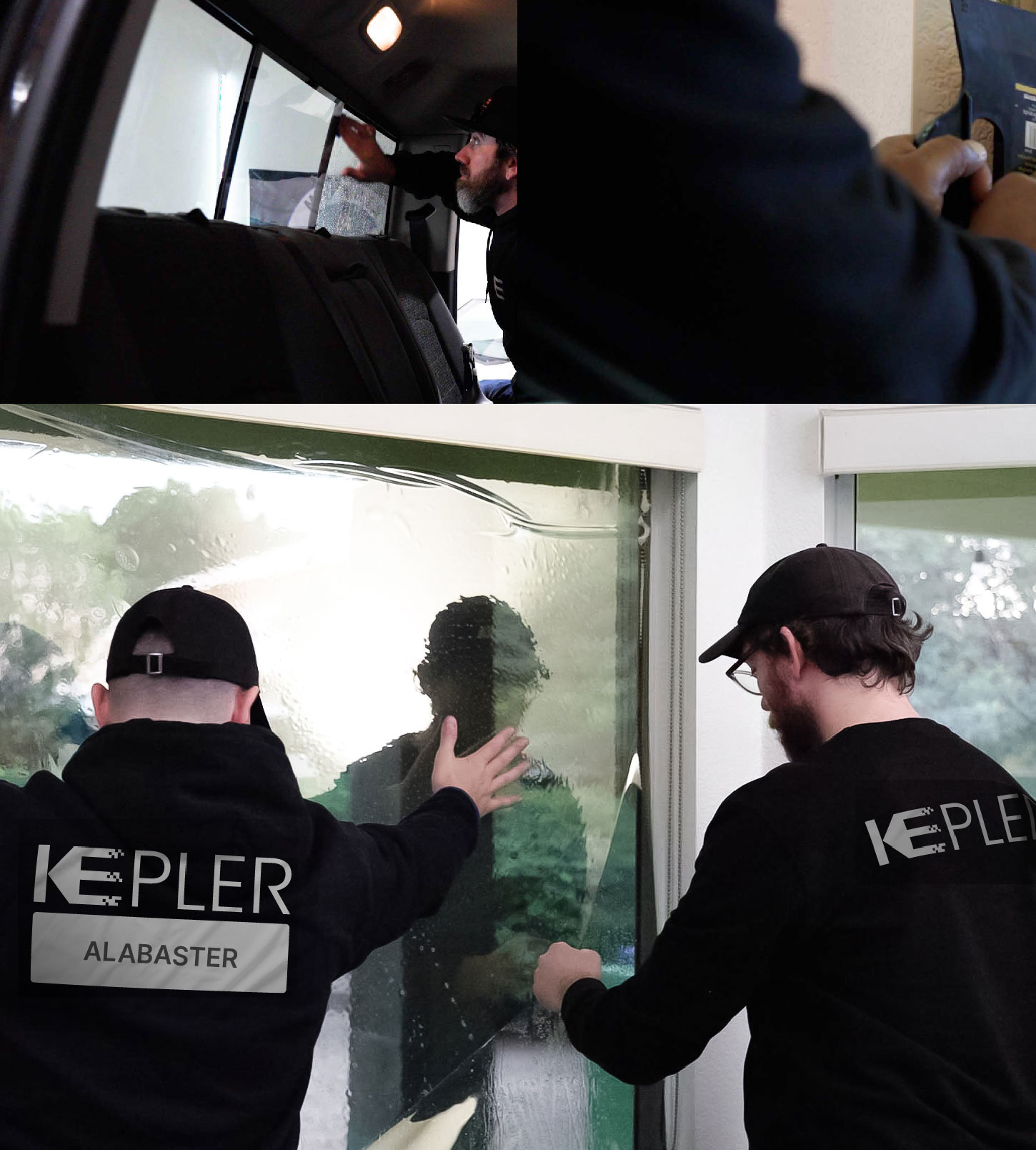 Kepler Technician Installing High-tech Window Tint to Home in Alabaster