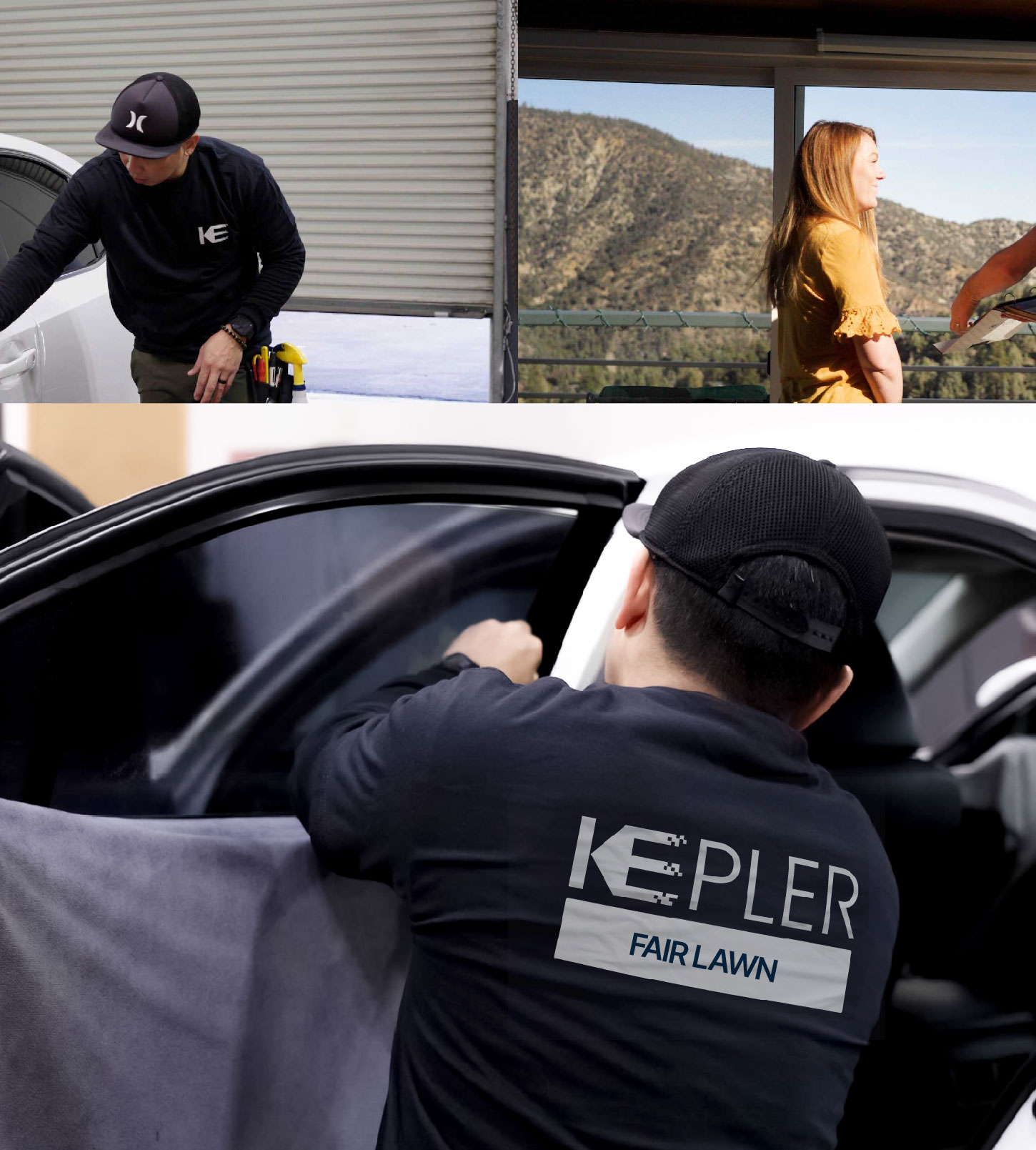 Automotive Window Tinting Expert Applying Film in Fair Lawn, New Jersey