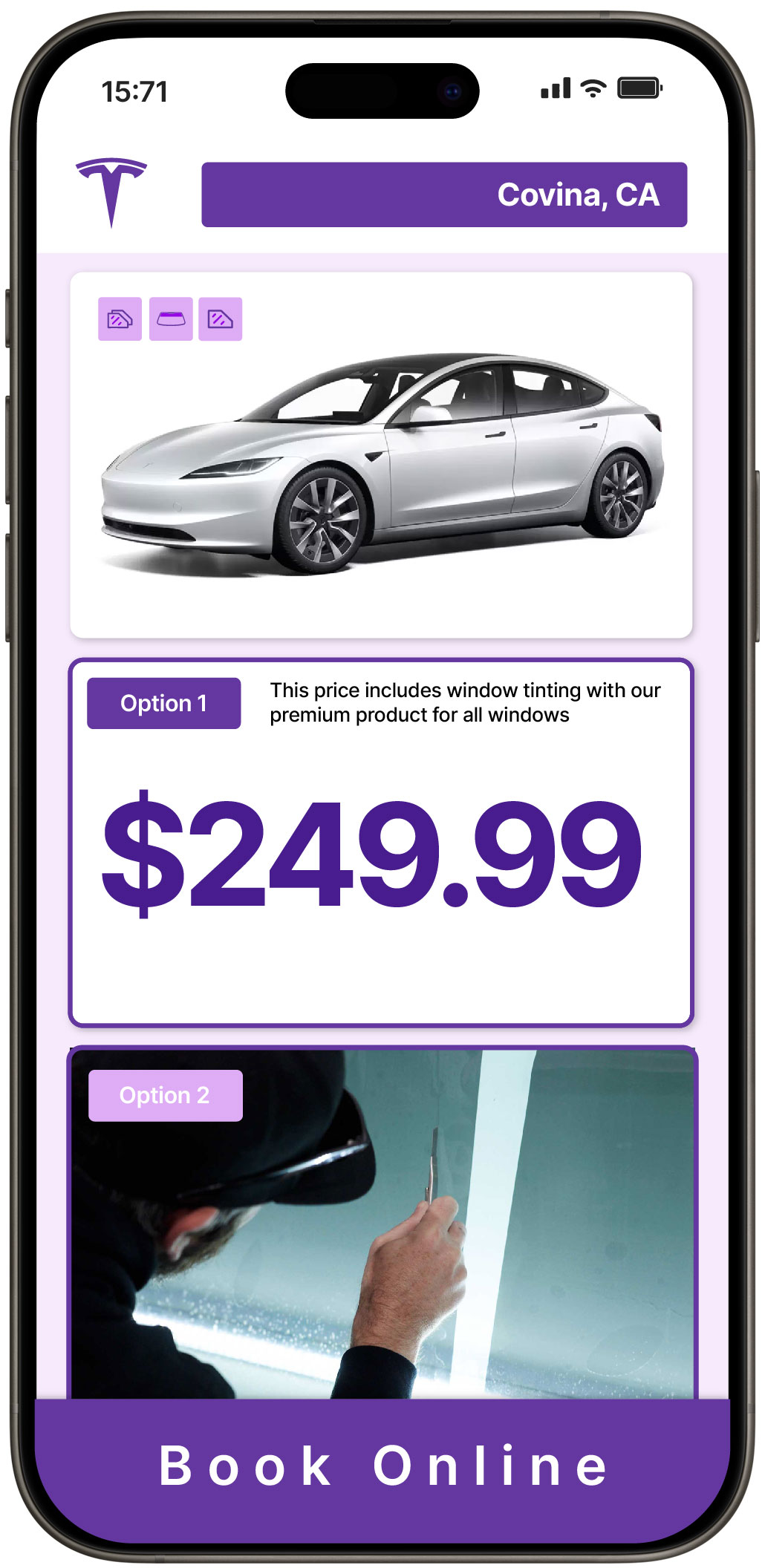 View Reasonable Tesla Window Tinting Prices in Covina, California