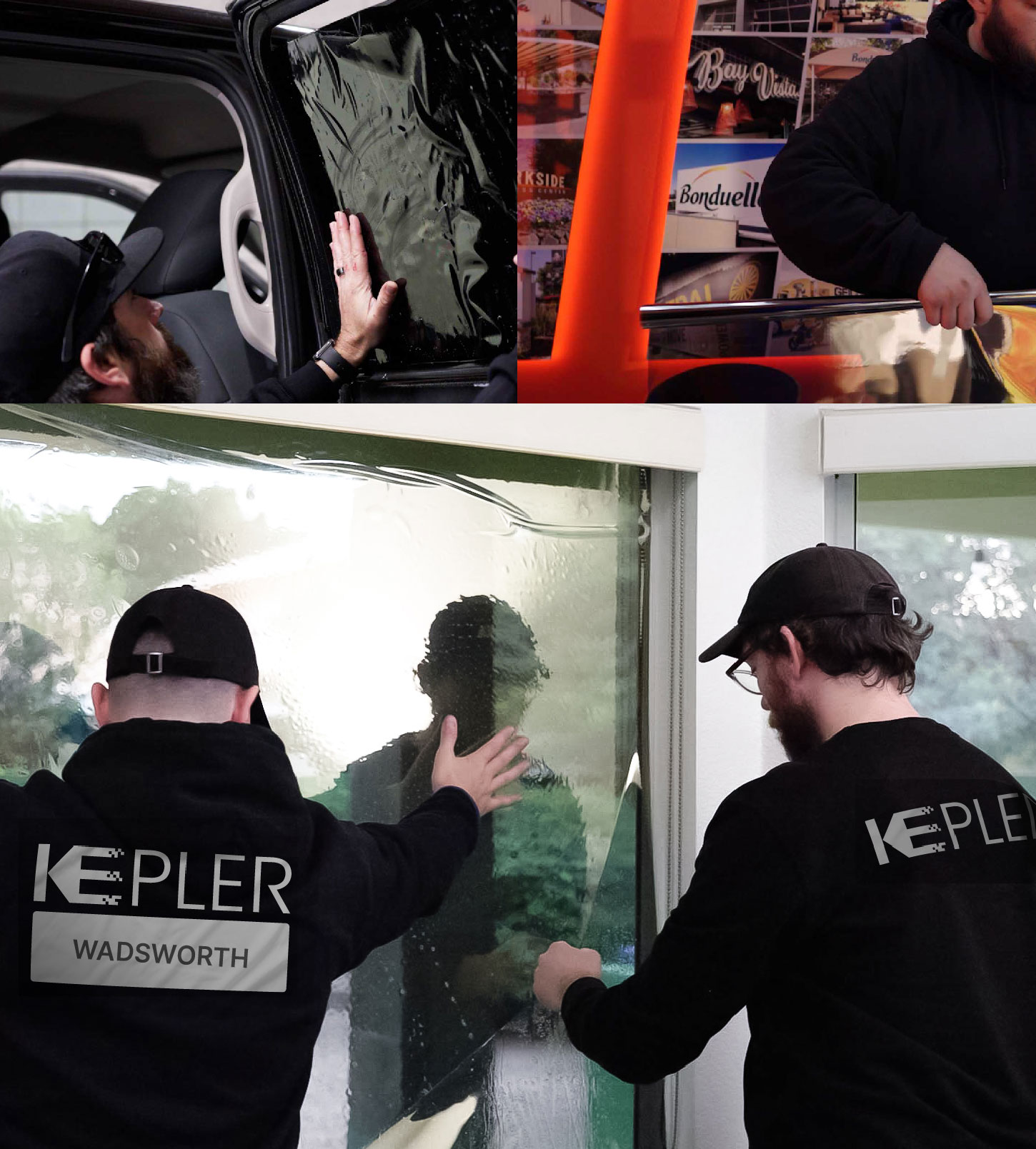 Kepler Technician Fitting High-tech Window Tint to Home in Wadsworth