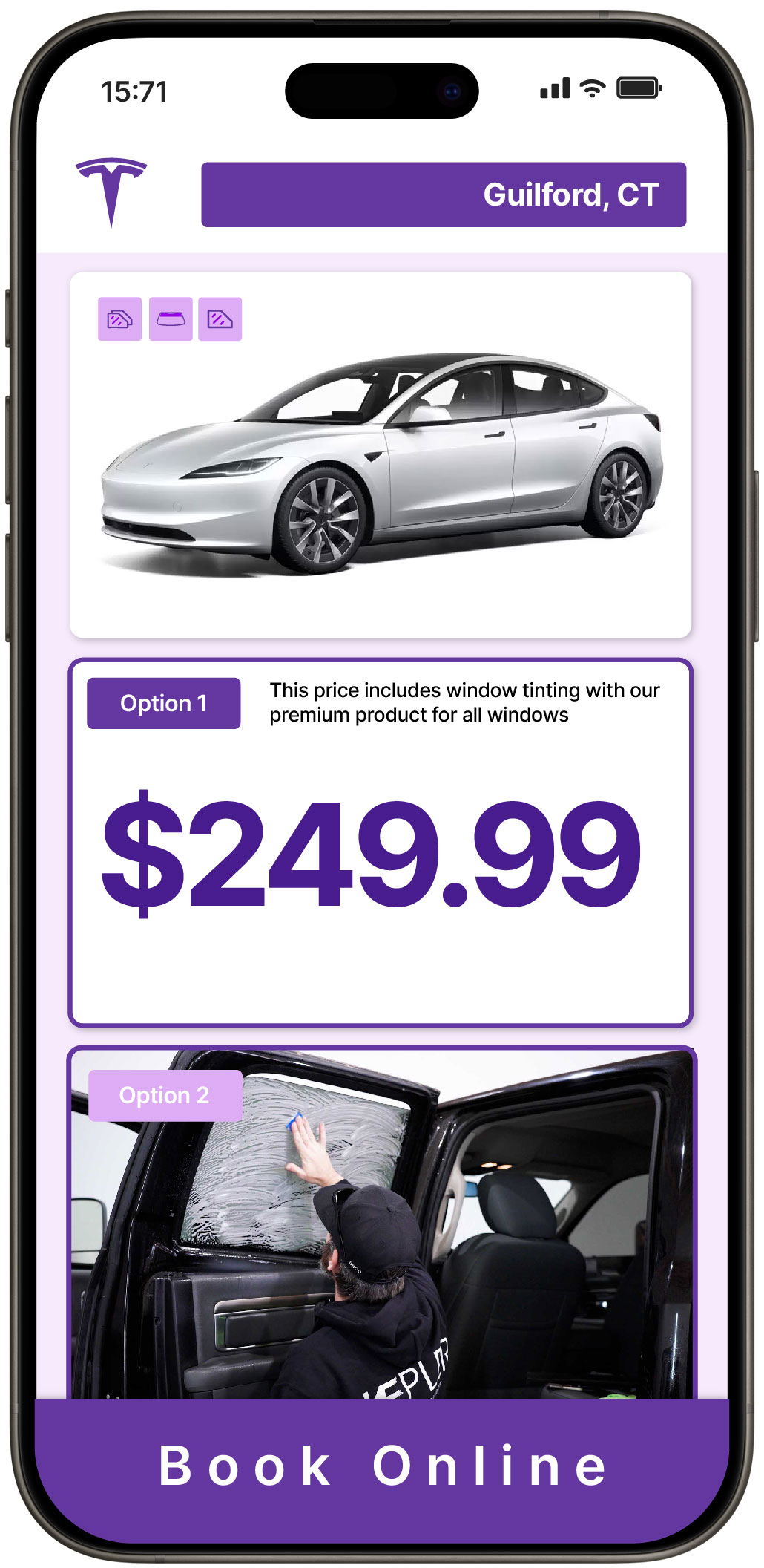 View Competitive Tesla Window Tinting Prices in Guilford, Connecticut
