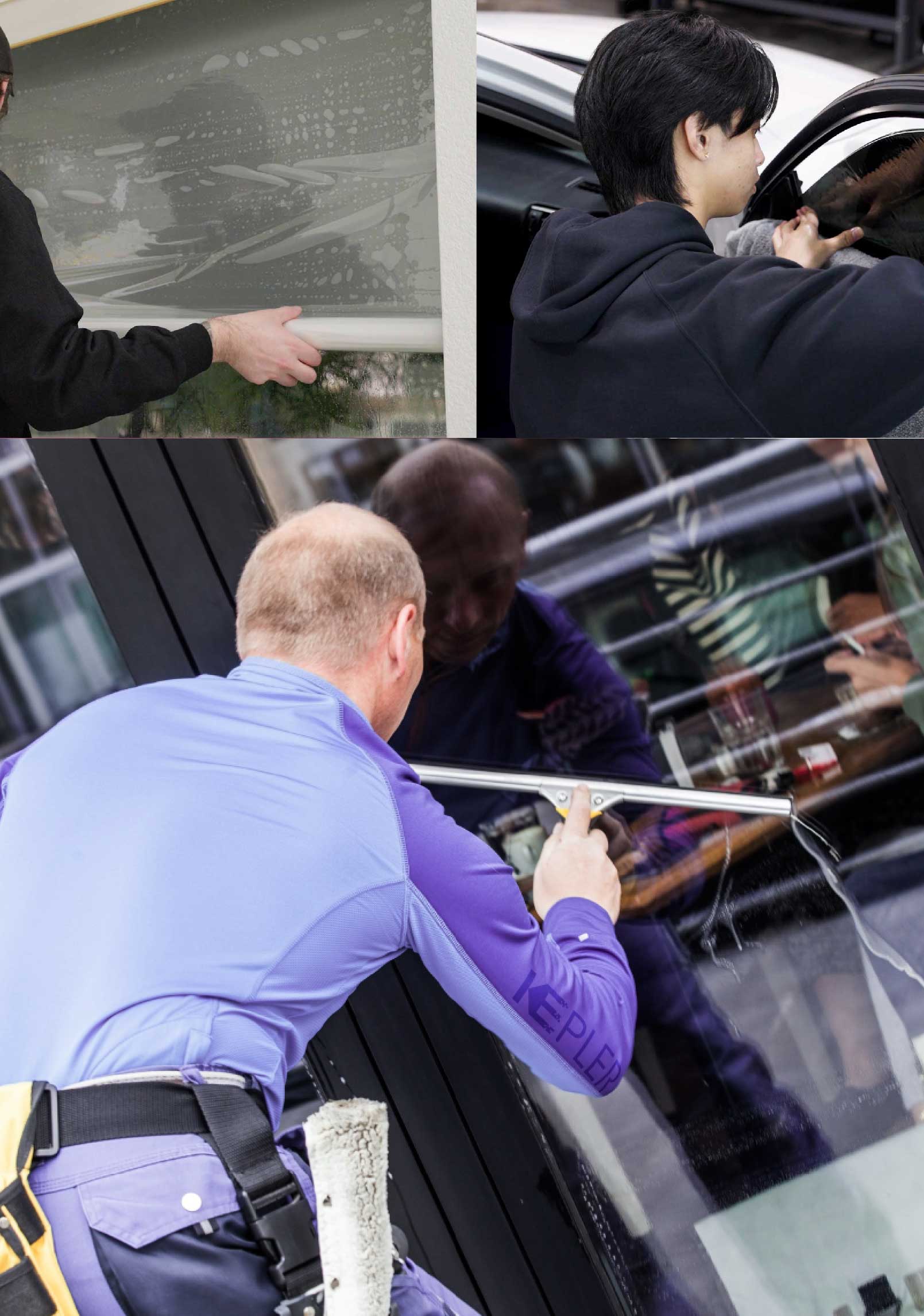 Kepler Skilled Applying Anti-Graffiti Window Film to a Brentwood Shop Front