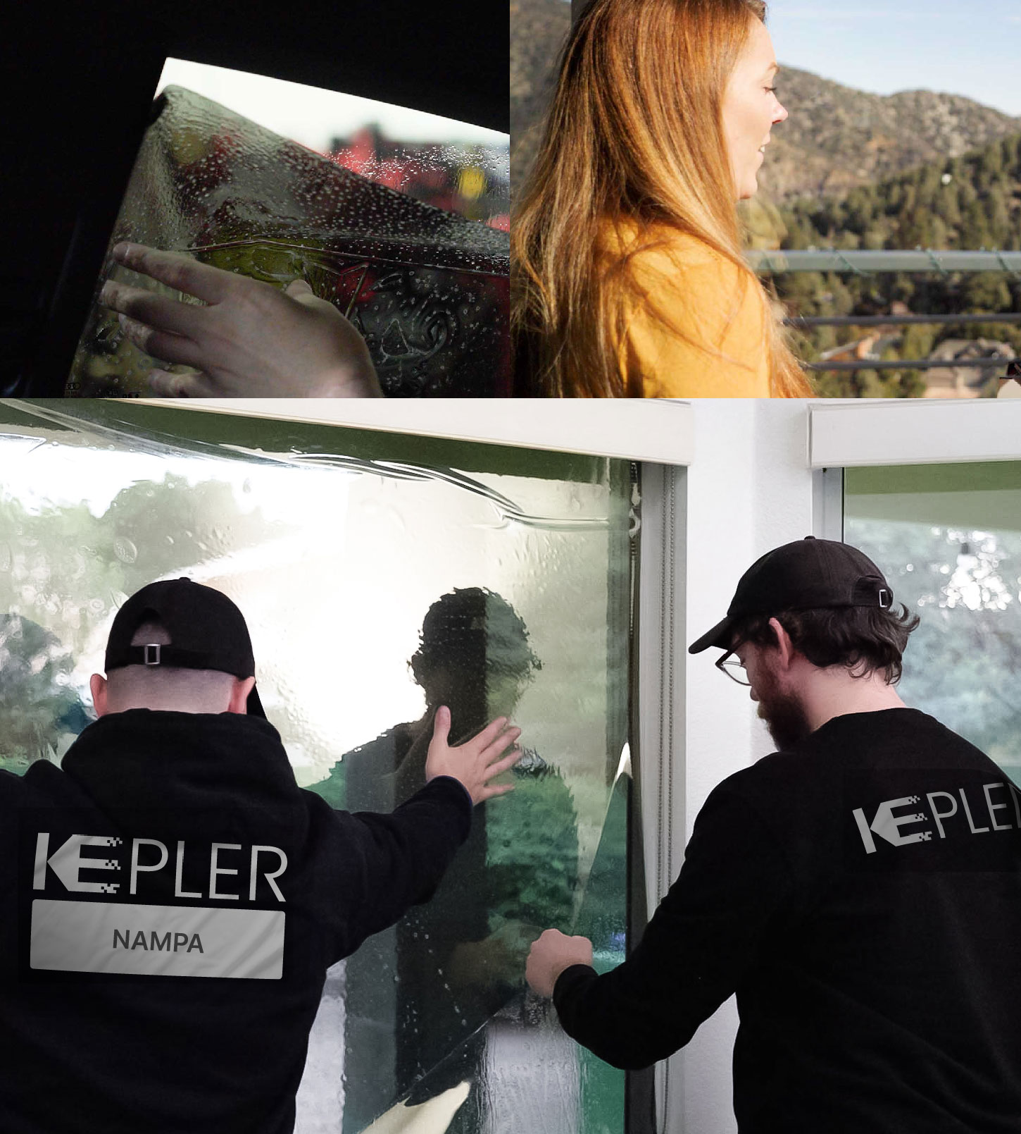 Kepler Technician Fitting High-tech Window Tint to Home in Nampa