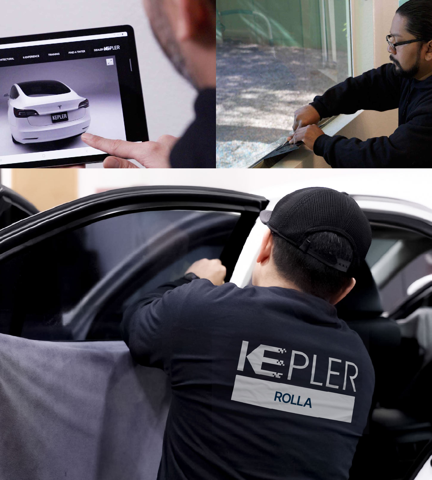 Automotive Window Tinting Expert Applying Film in Rolla, Missouri
