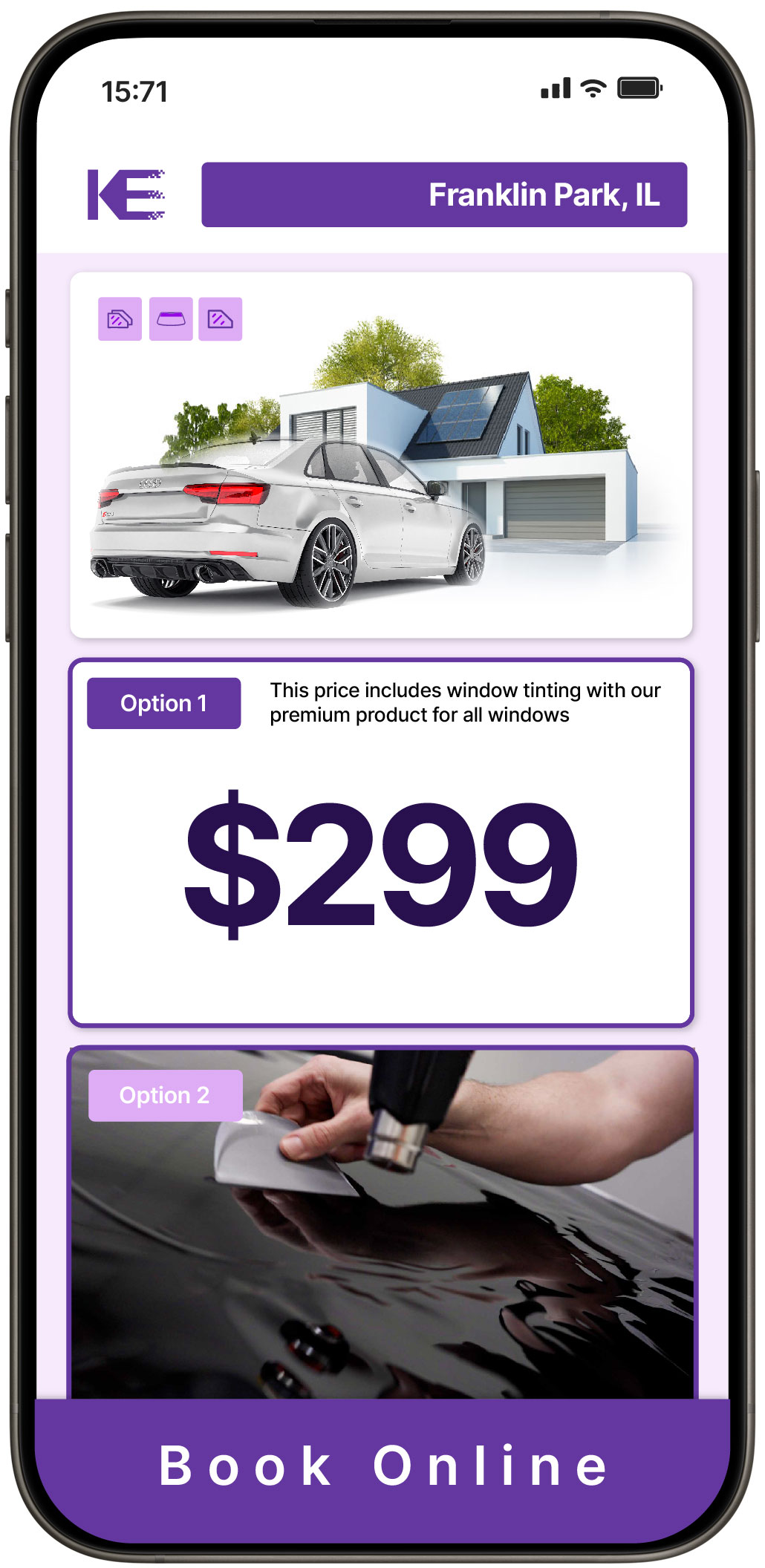 View Competitive Tesla Window Tinting Costs in Danville, Illinois