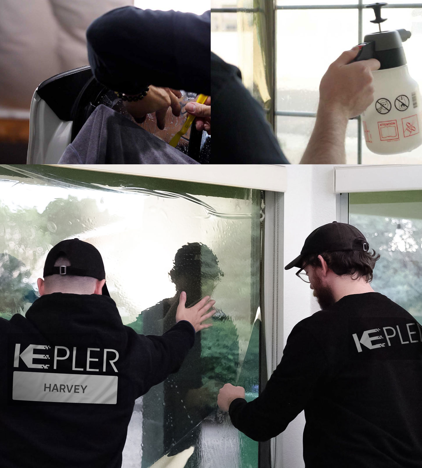 Kepler Technician Installing High-tech Window Tint to Home in Harvey