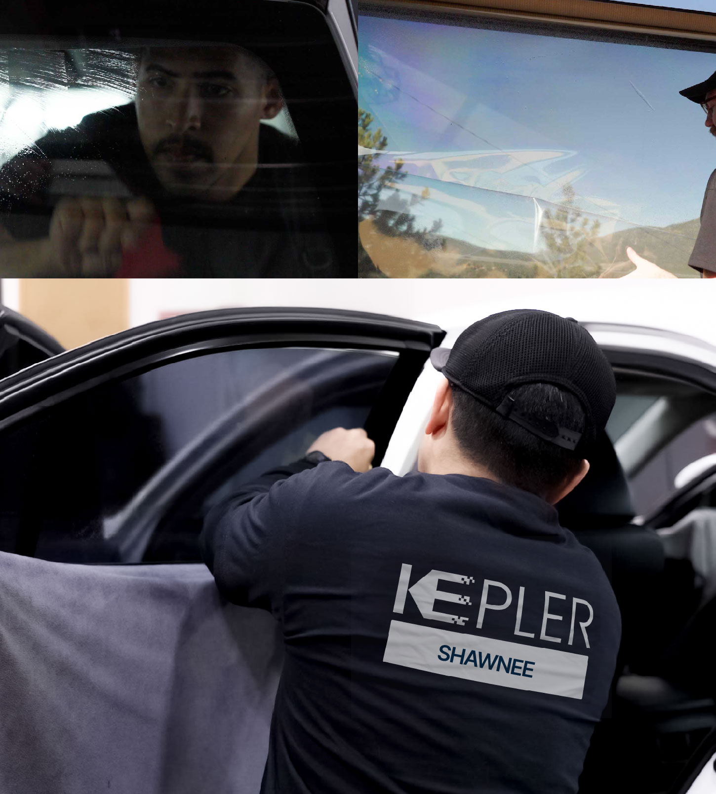 Automotive Window Tinting Expert Applying Film in Shawnee, Oklahoma