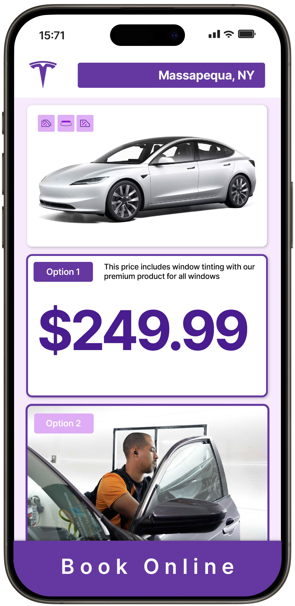 View Reasonable Tesla Window Tinting Costs in Massapequa, New York