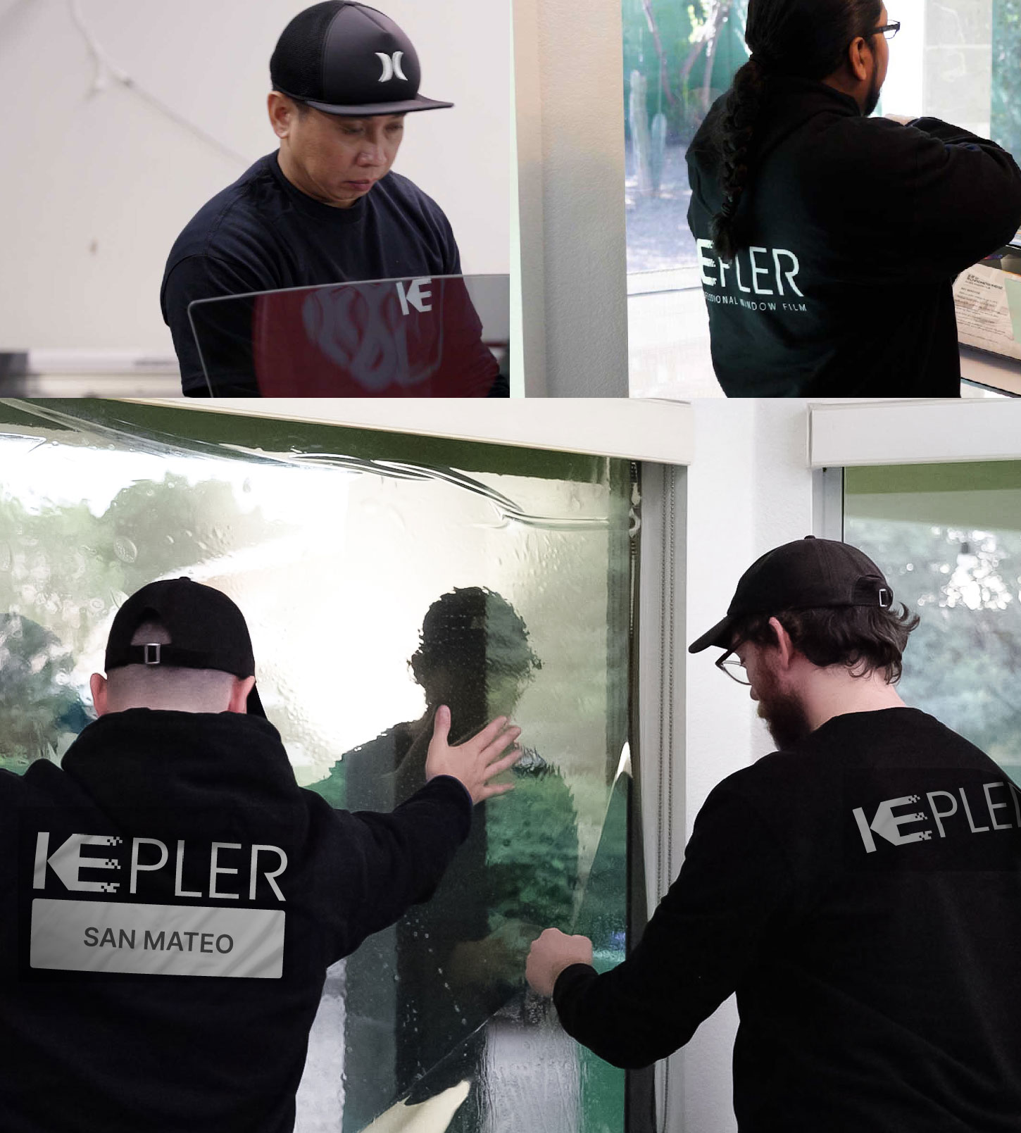 Kepler Technician Applying Ceramic Window Tint to Home in San Mateo