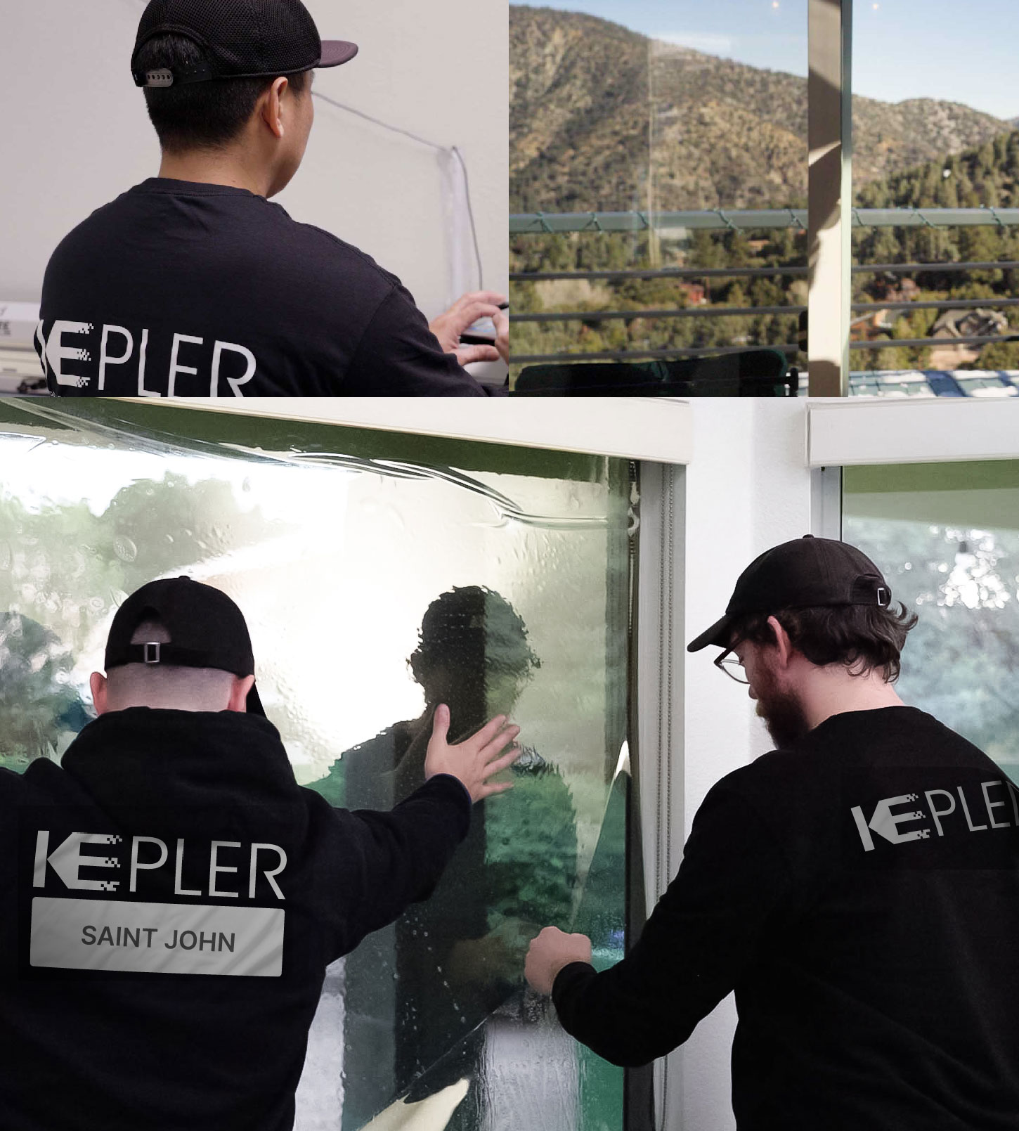 Expert Technician Applying Advanced Window Tint to Home in Saint John