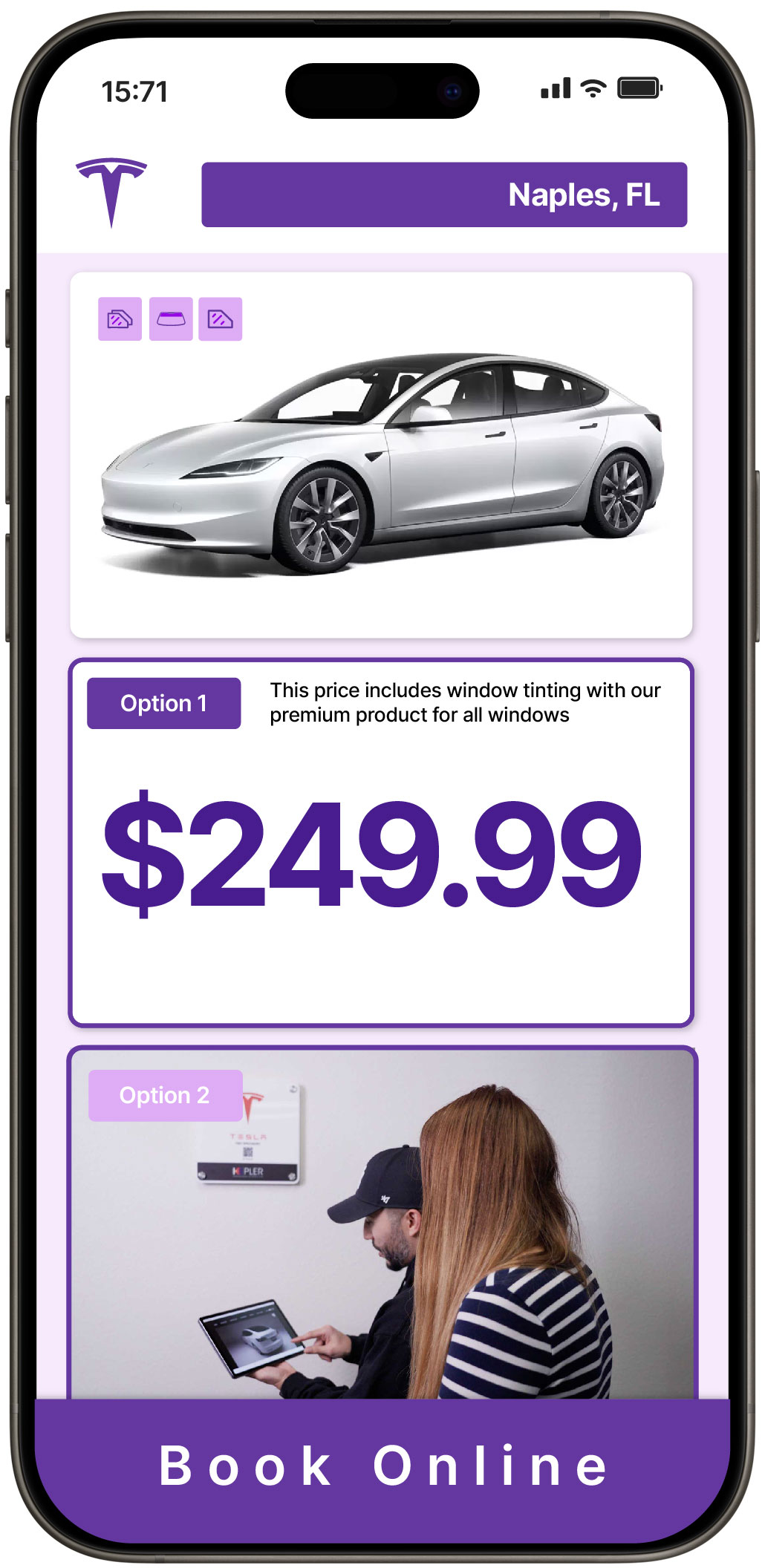View Affordable Tesla Window Tinting Prices in Naples, Florida