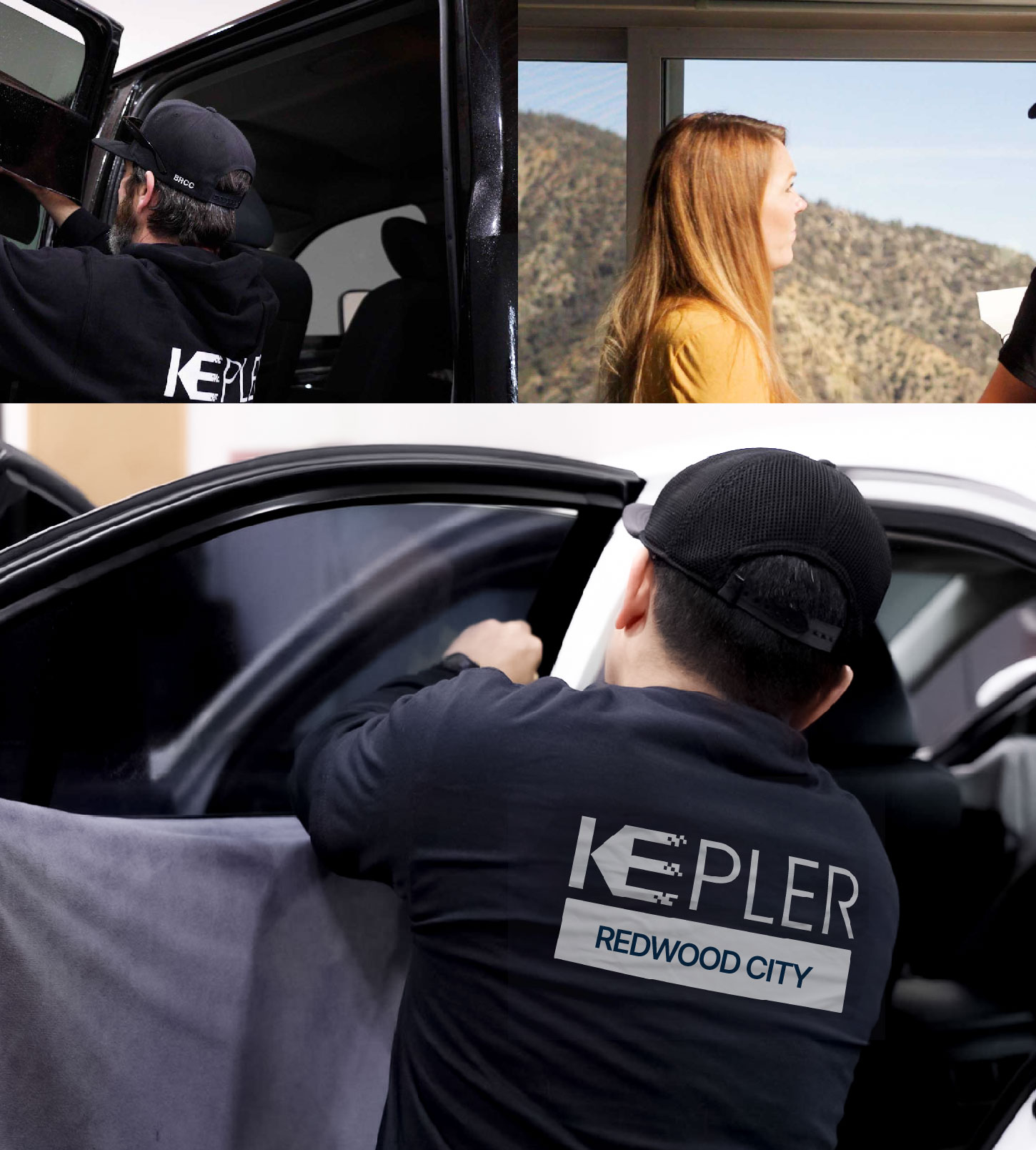 Automotive Window Tinting Expert Applying Film in Redwood City, California