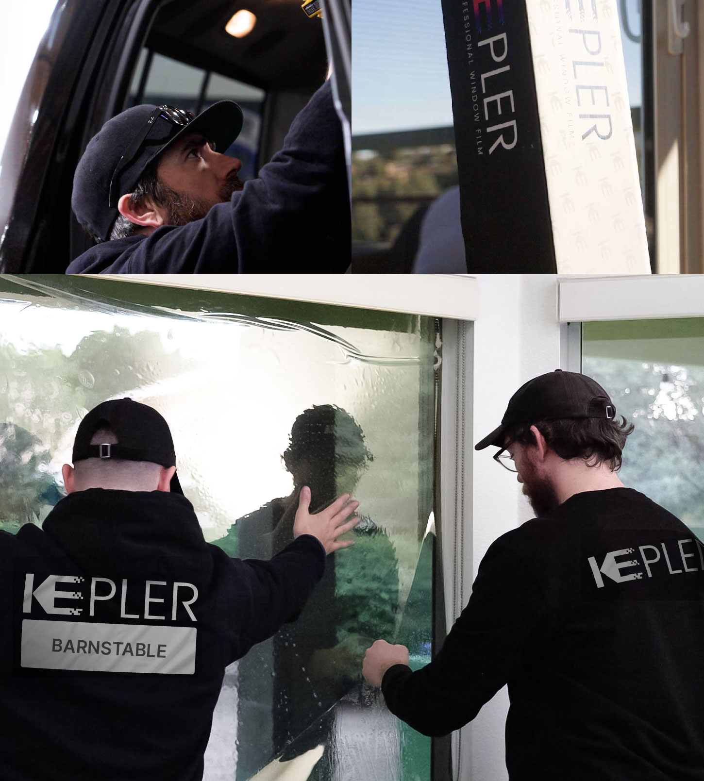 Kepler Technician Fitting High-tech Window Tint to Home in Barnstable