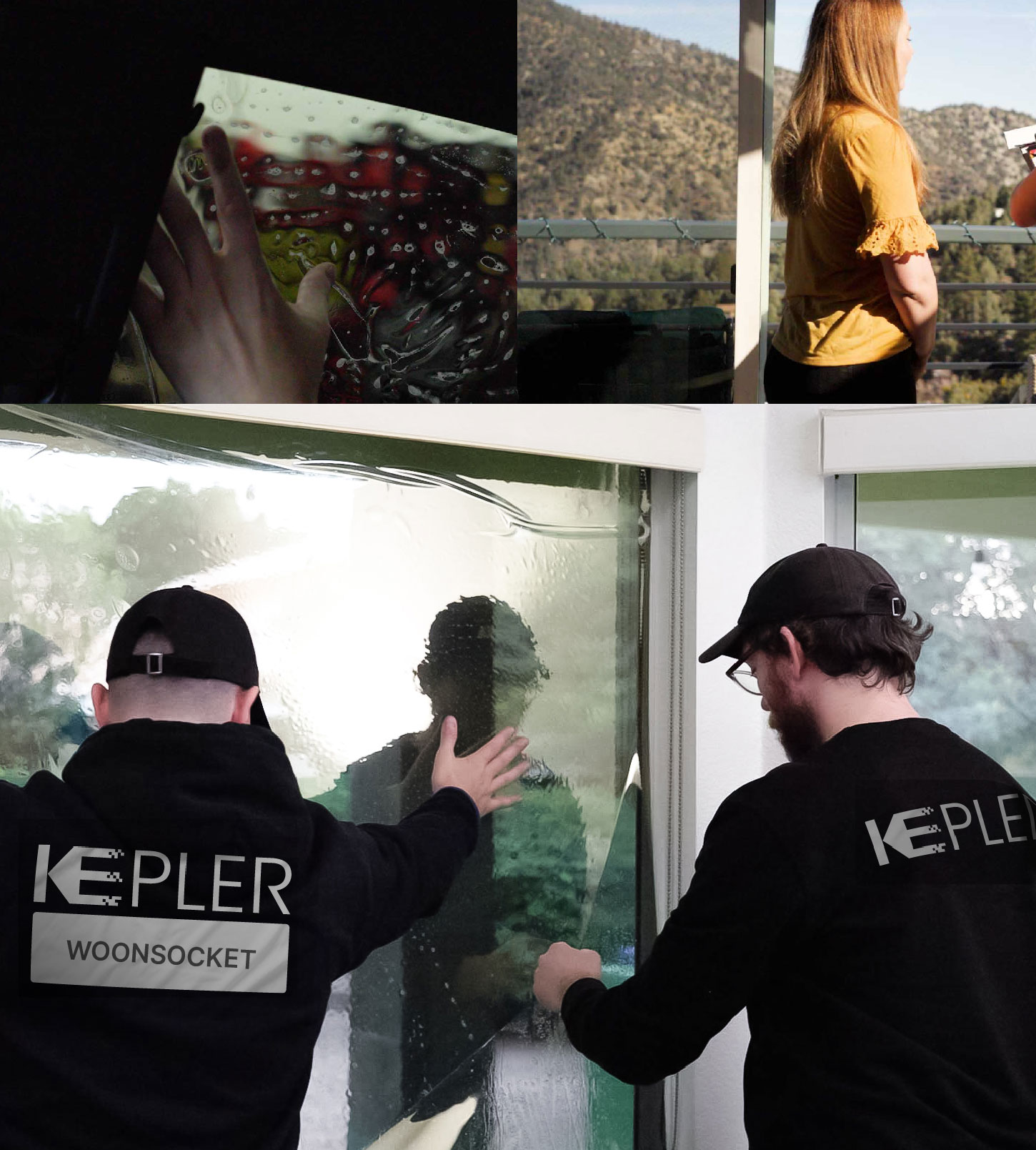 Expert Technician Fitting Ceramic Window Tint to Home in Woonsocket