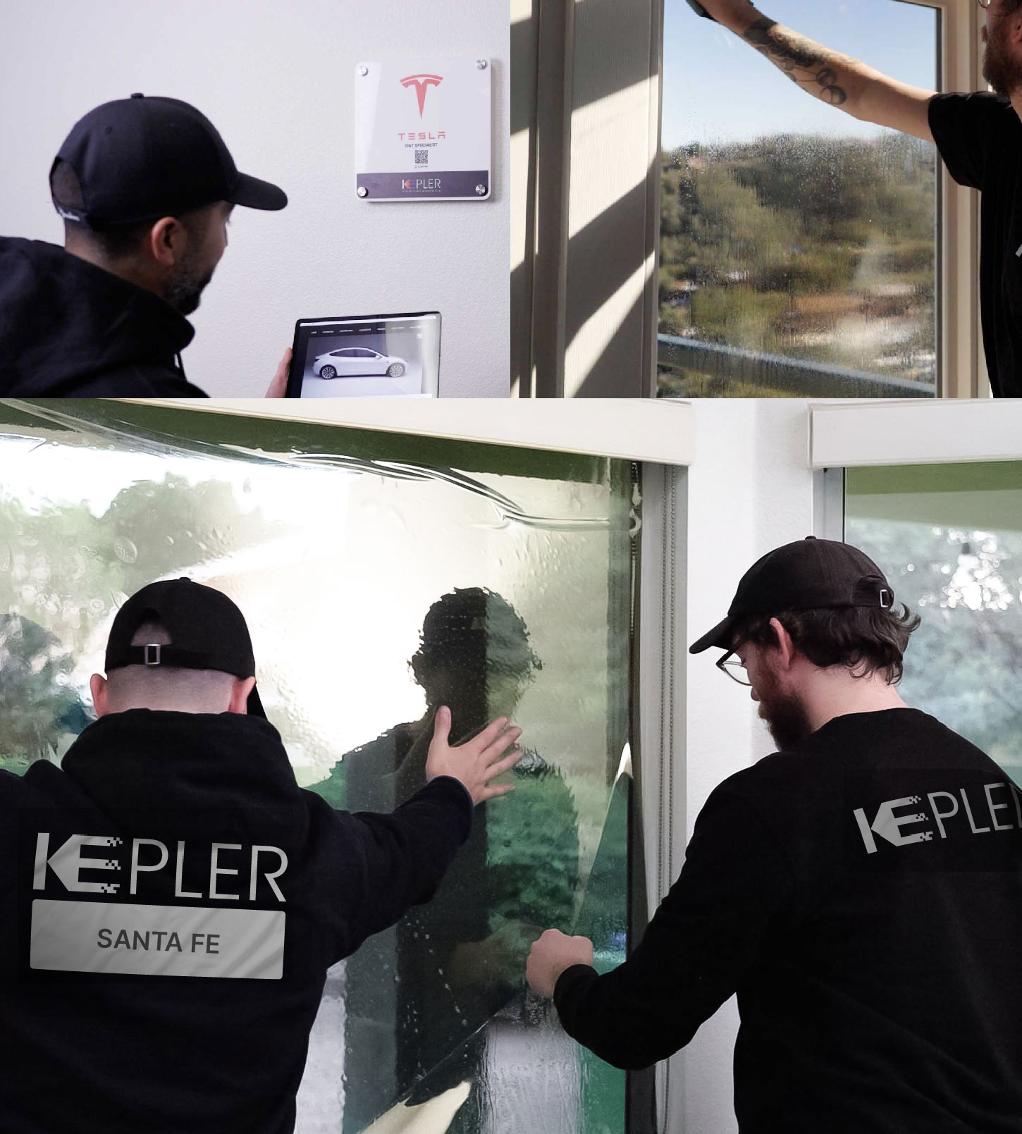 Expert Technician Installing Advanced Window Tint to Home in Santa Fe