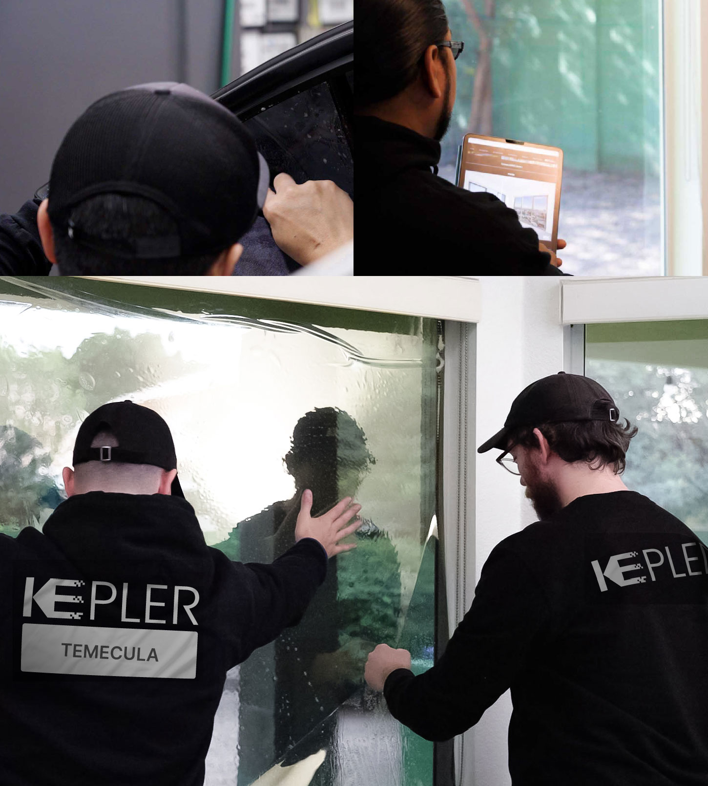 Expert Technician Fitting Advanced Window Tint to Home in Temecula