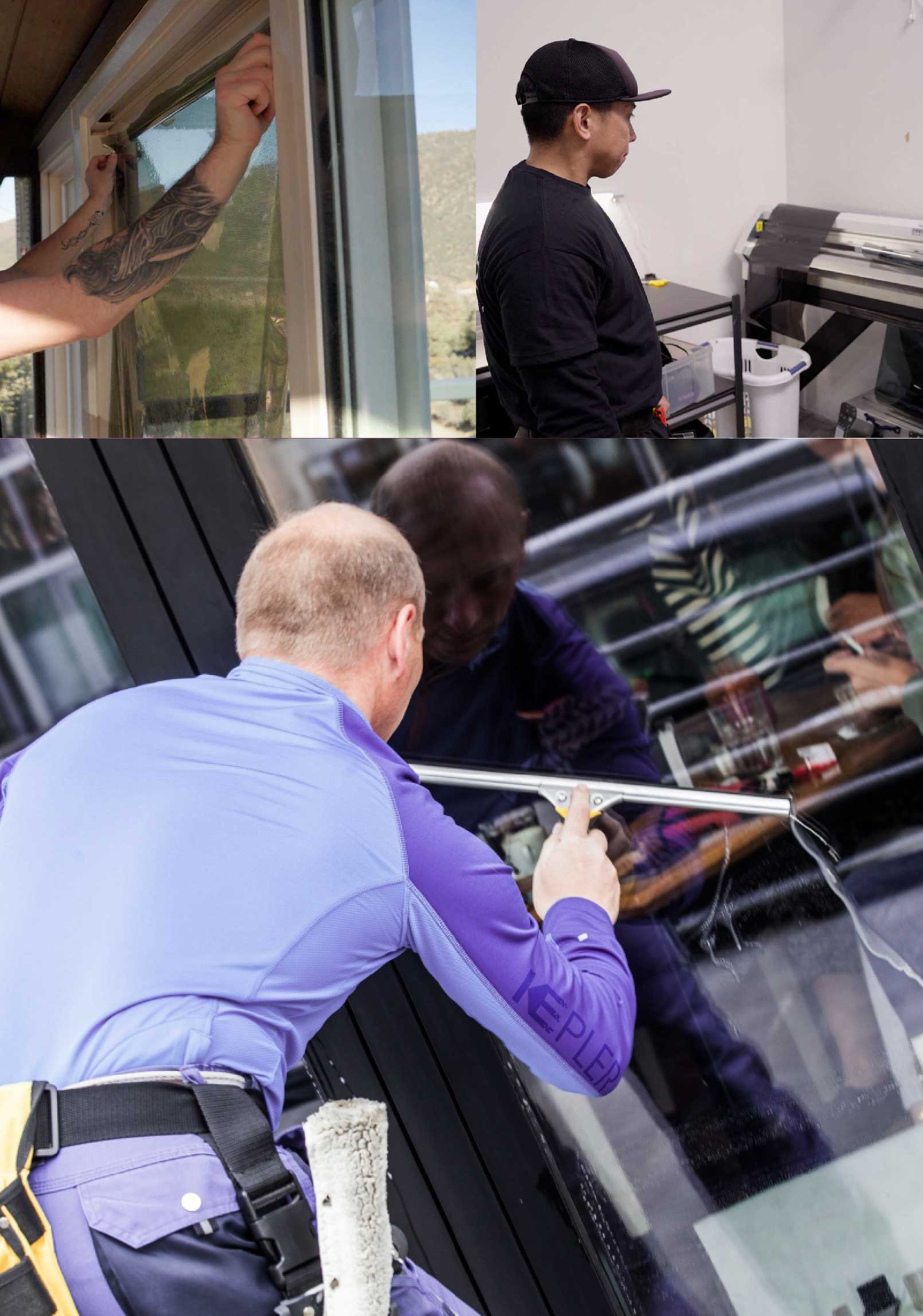 Kepler Skilled Applying Anti-Graffiti Window Film to a Fitchburg Shop Front