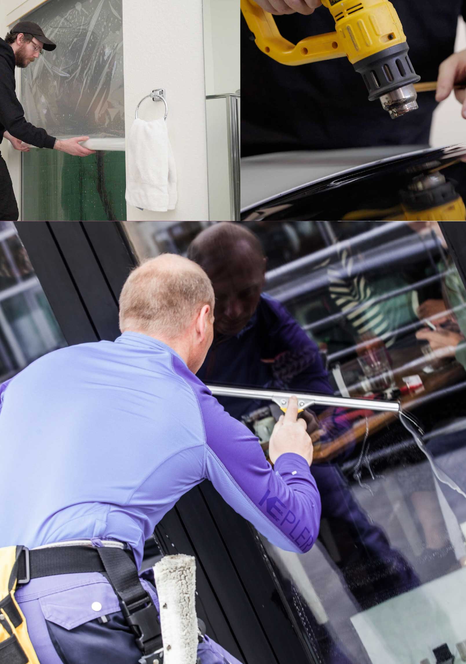 Kepler Skilled Applying Anti-Graffiti Window Film to a Ludlow Shop Front