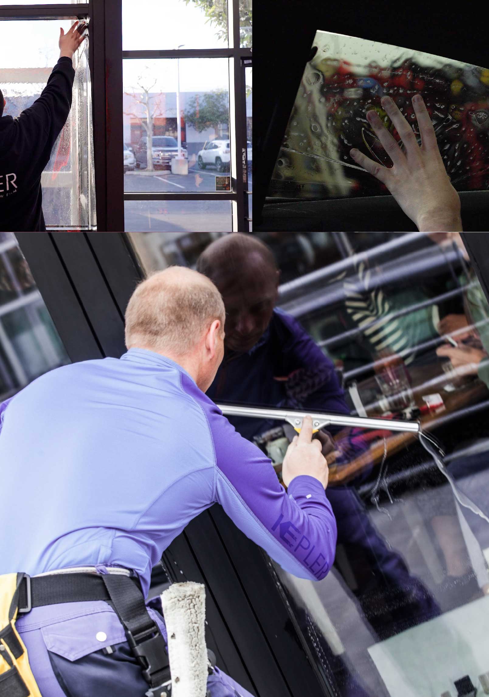 Kepler Skilled Applying Anti-Graffiti Window Film to a Torrington Shop Front