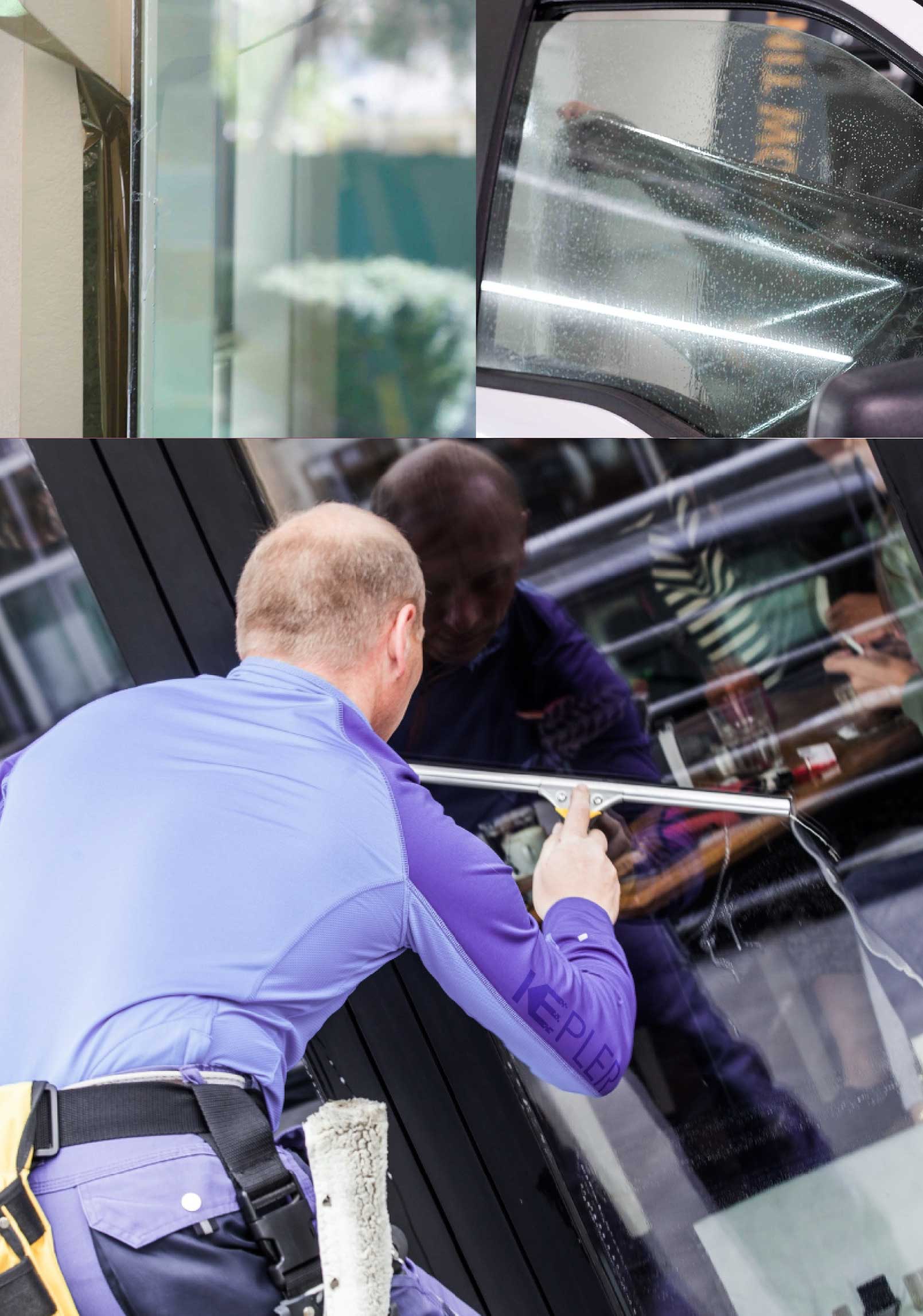 Kepler Skilled Applying Anti-Graffiti Window Film to a Cupertino Shop Front