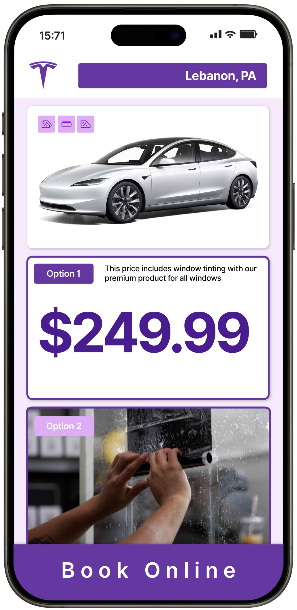 View Competitive Tesla Window Tinting Prices in Lebanon, Pennsylvania