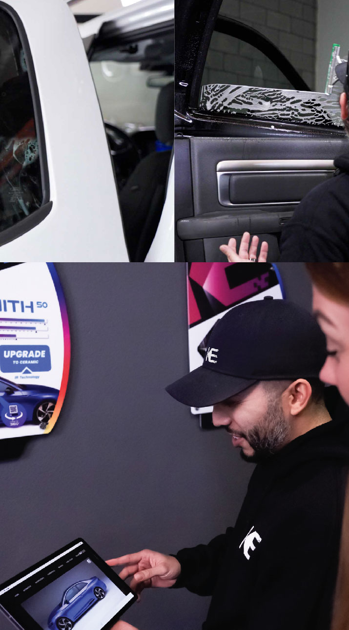 Kepler Dealer Showing Car Window Film Options to Customer in Gilroy, California