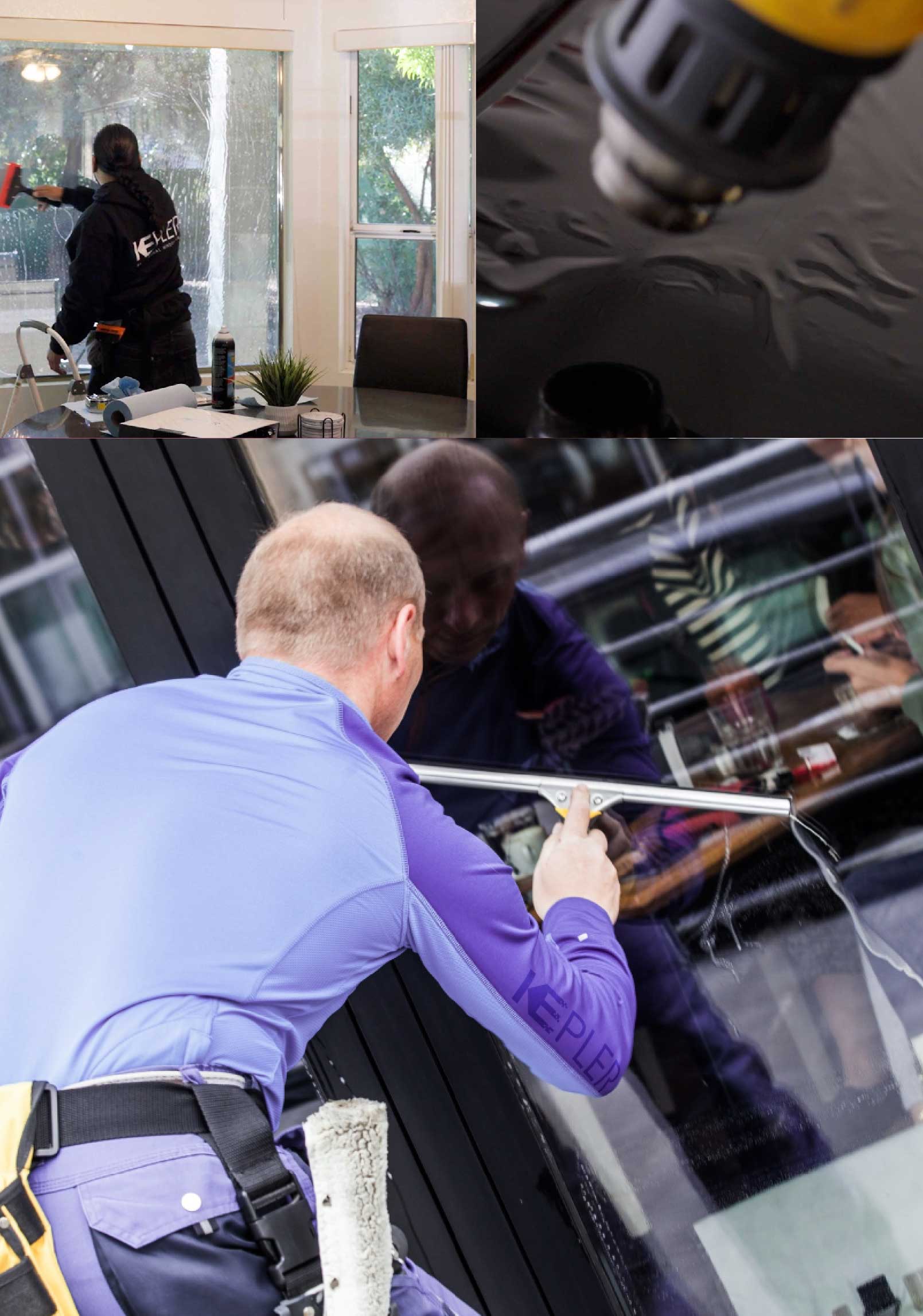 Kepler Expert Applying Anti-Graffiti Window Film to a Northridge Shop Front