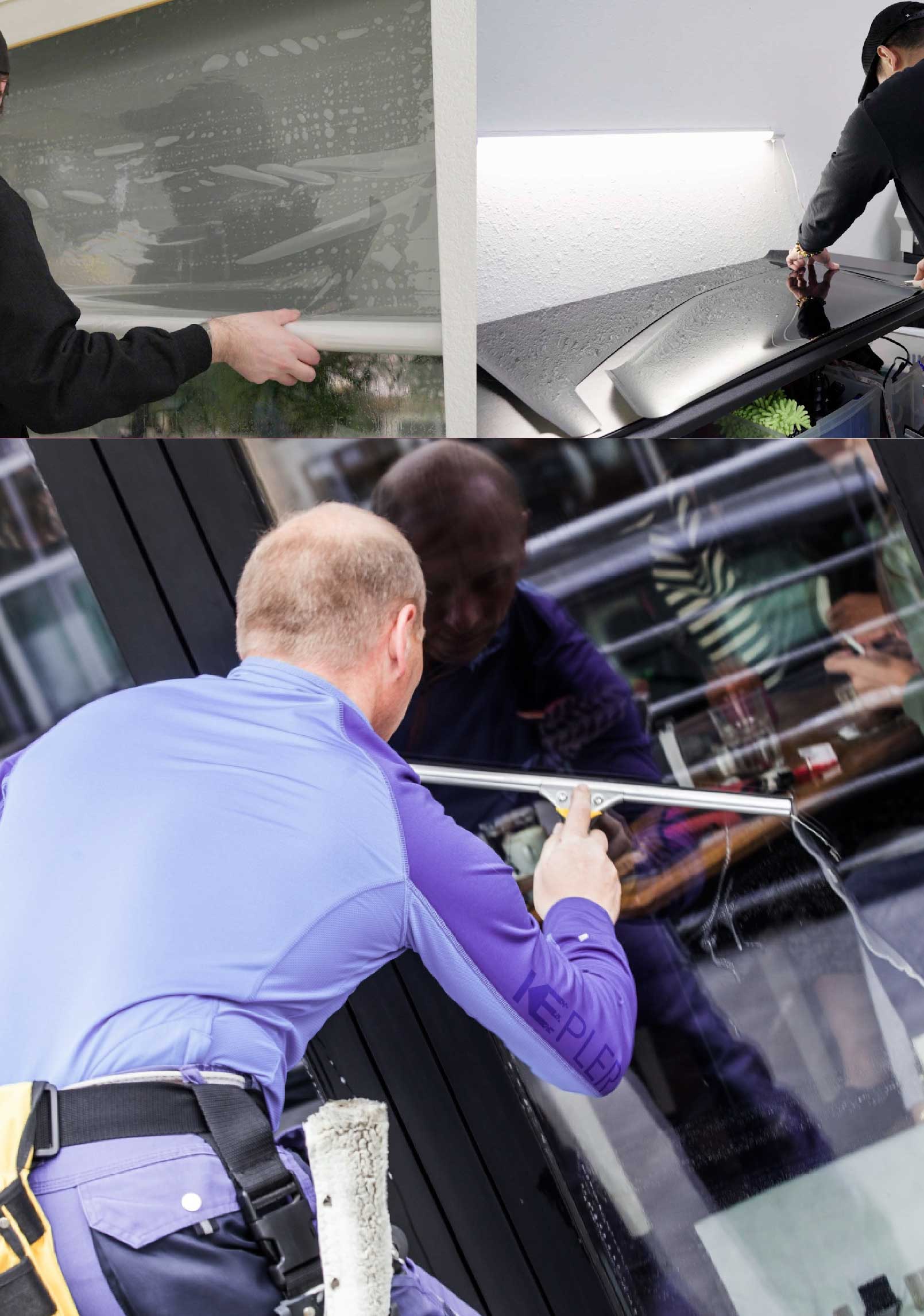 Kepler Professional Applying Anti-Graffiti Window Film to a Arvin Shop Front