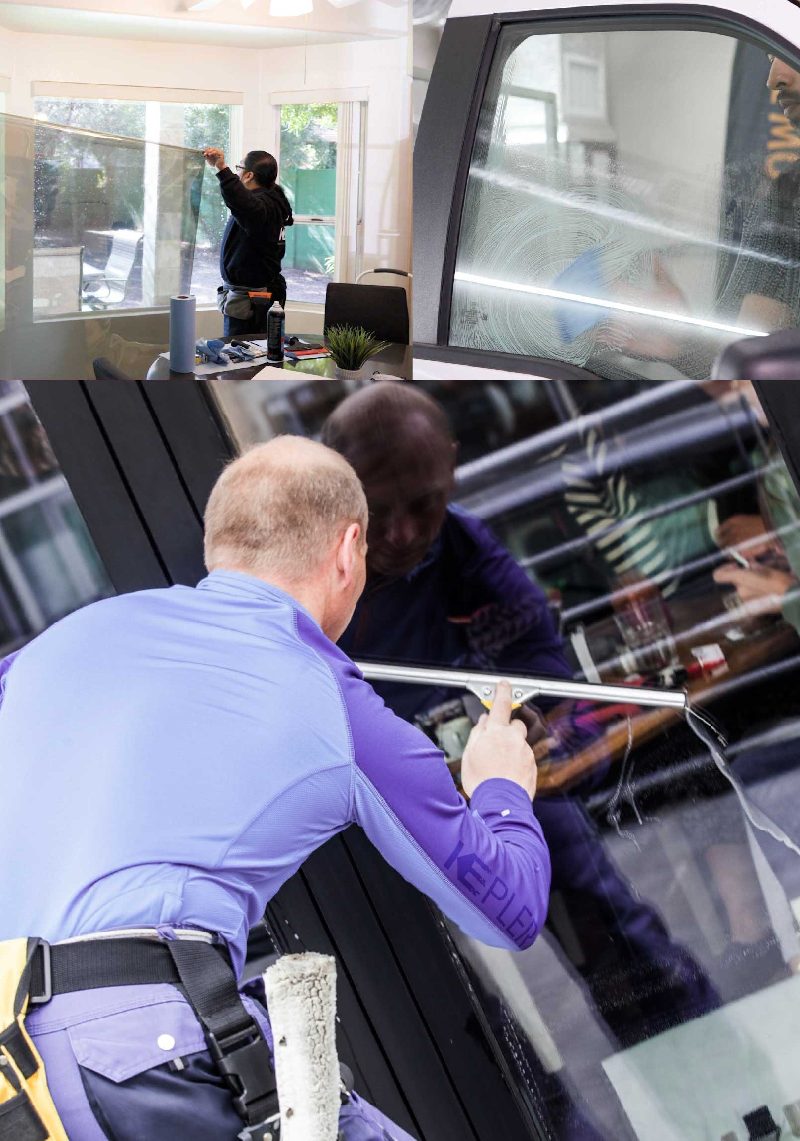 Kepler Professional Applying Anti-Graffiti Window Film to a White Plains Shop Front