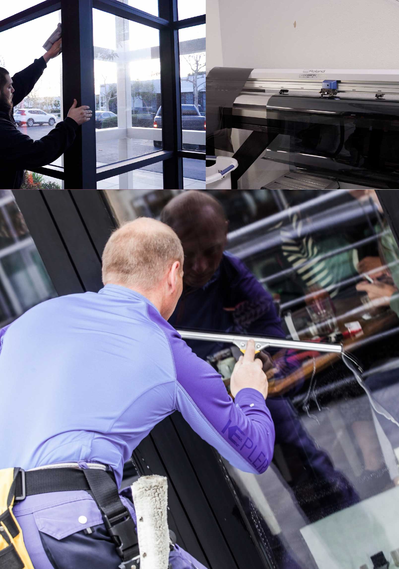 Kepler Expert Applying Anti-Graffiti Window Film to a Decatur Shop Front