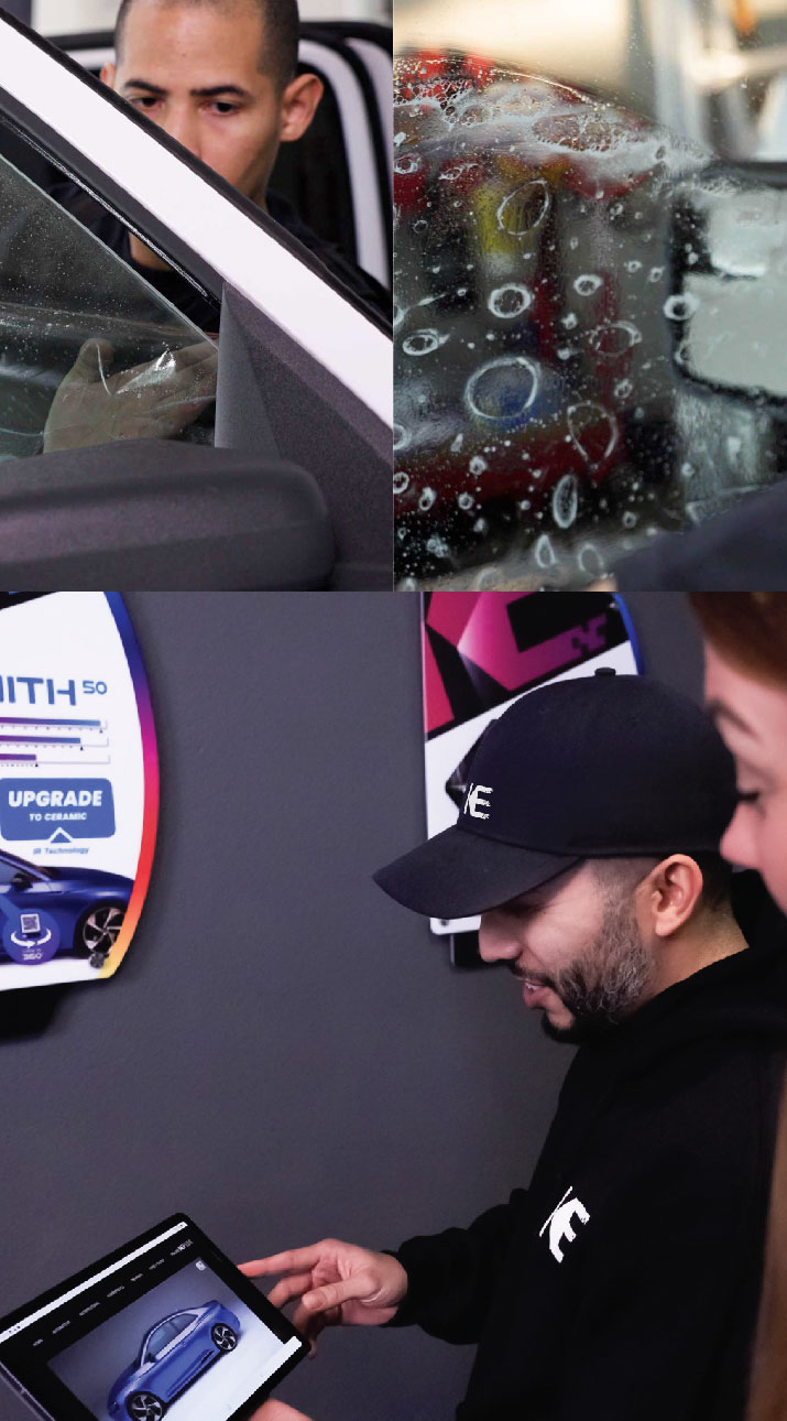 Kepler Dealer Showing Car Window Film Options to Customer in Verdugo City, California
