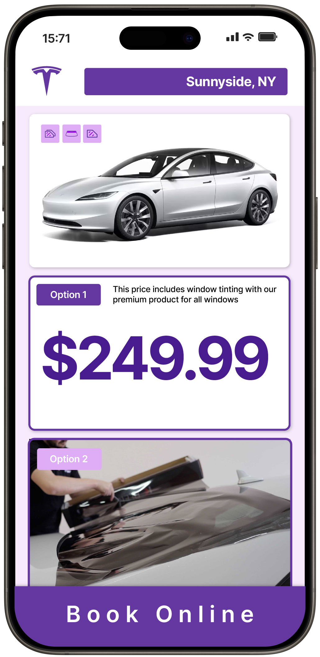View Affordable Tesla Window Tinting Prices in Sunnyside, New York