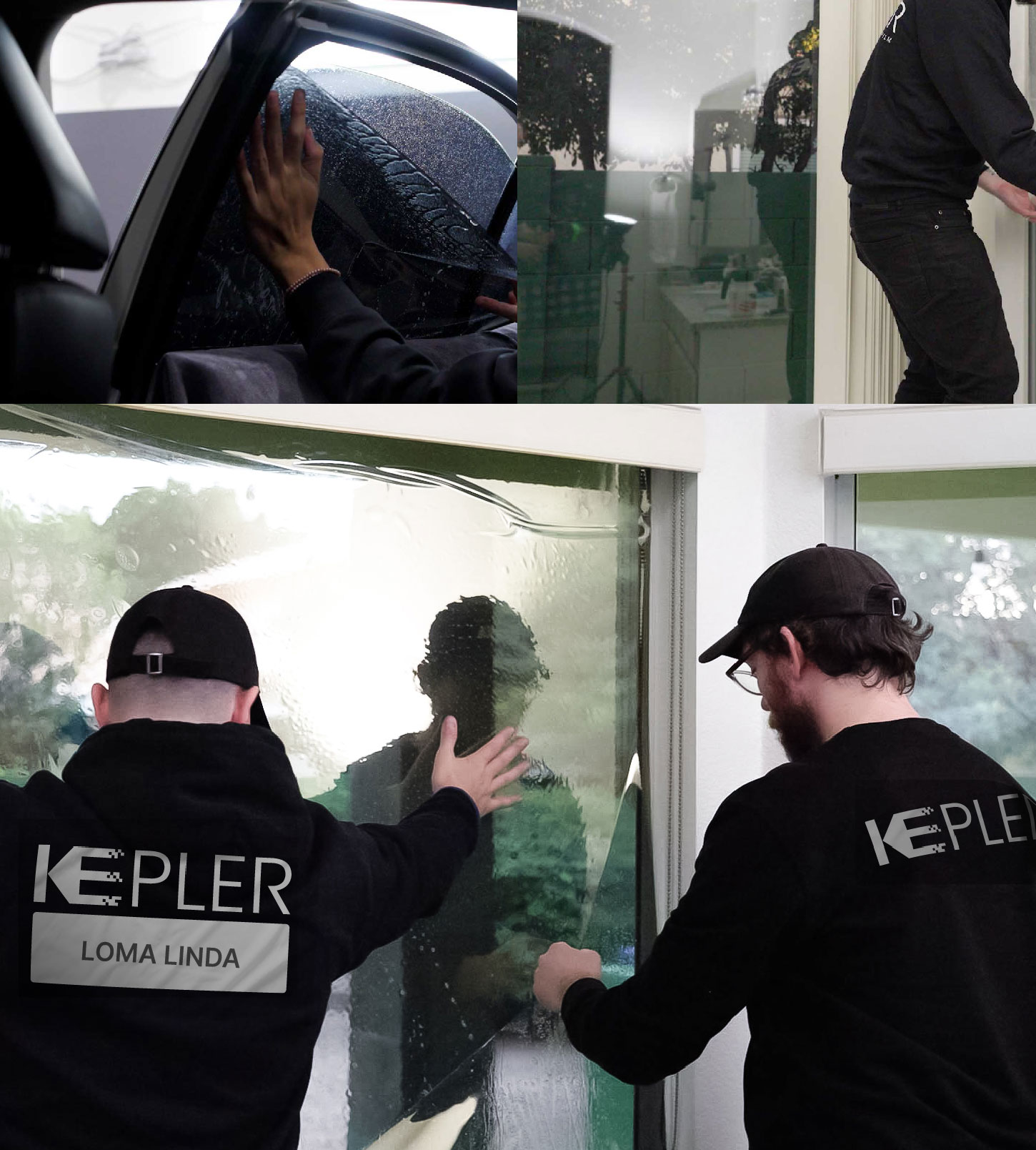 Expert Technician Fitting Ceramic Window Tint to Home in Loma Linda