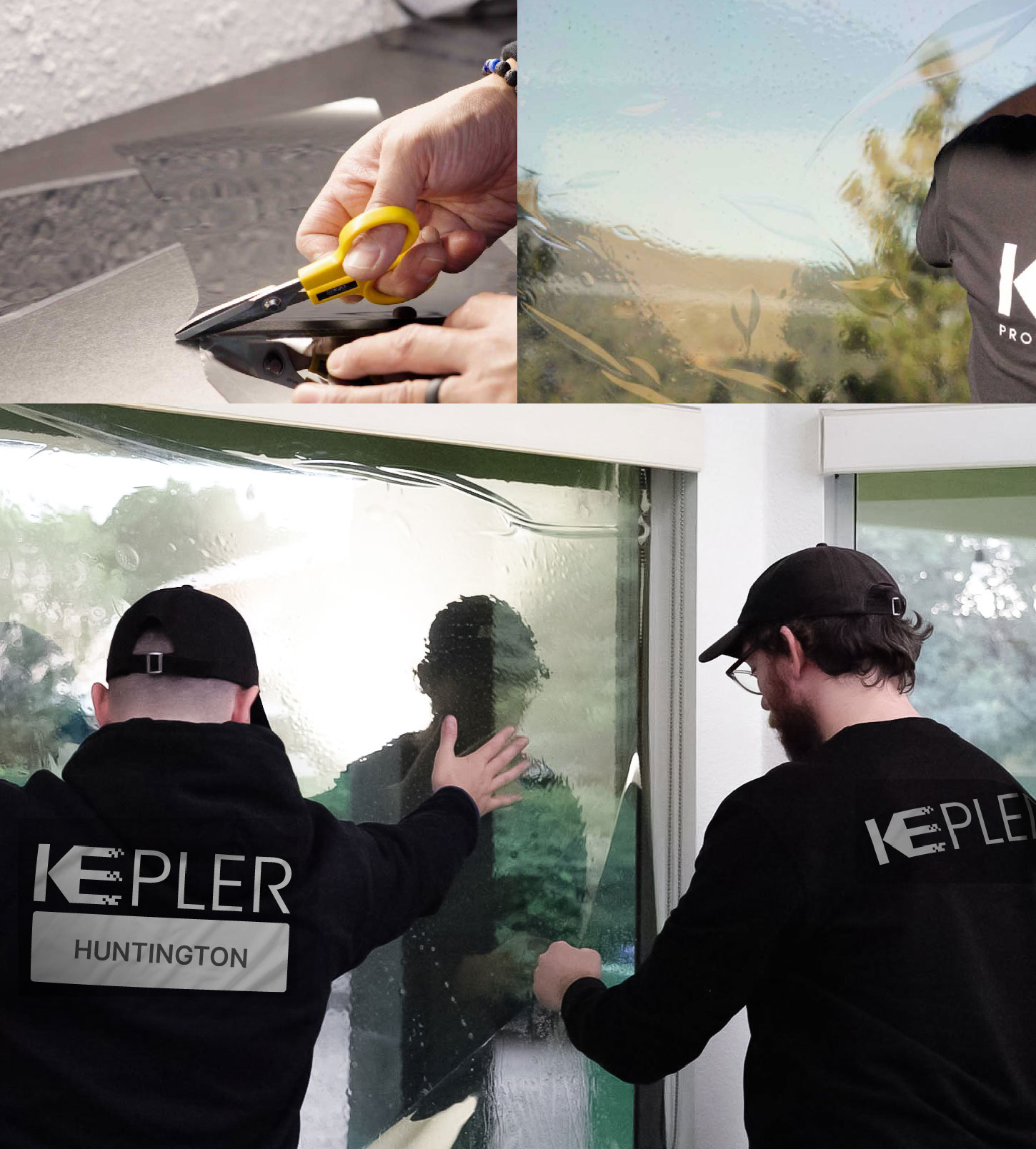 Kepler Technician Fitting Advanced Window Tint to Home in Huntington